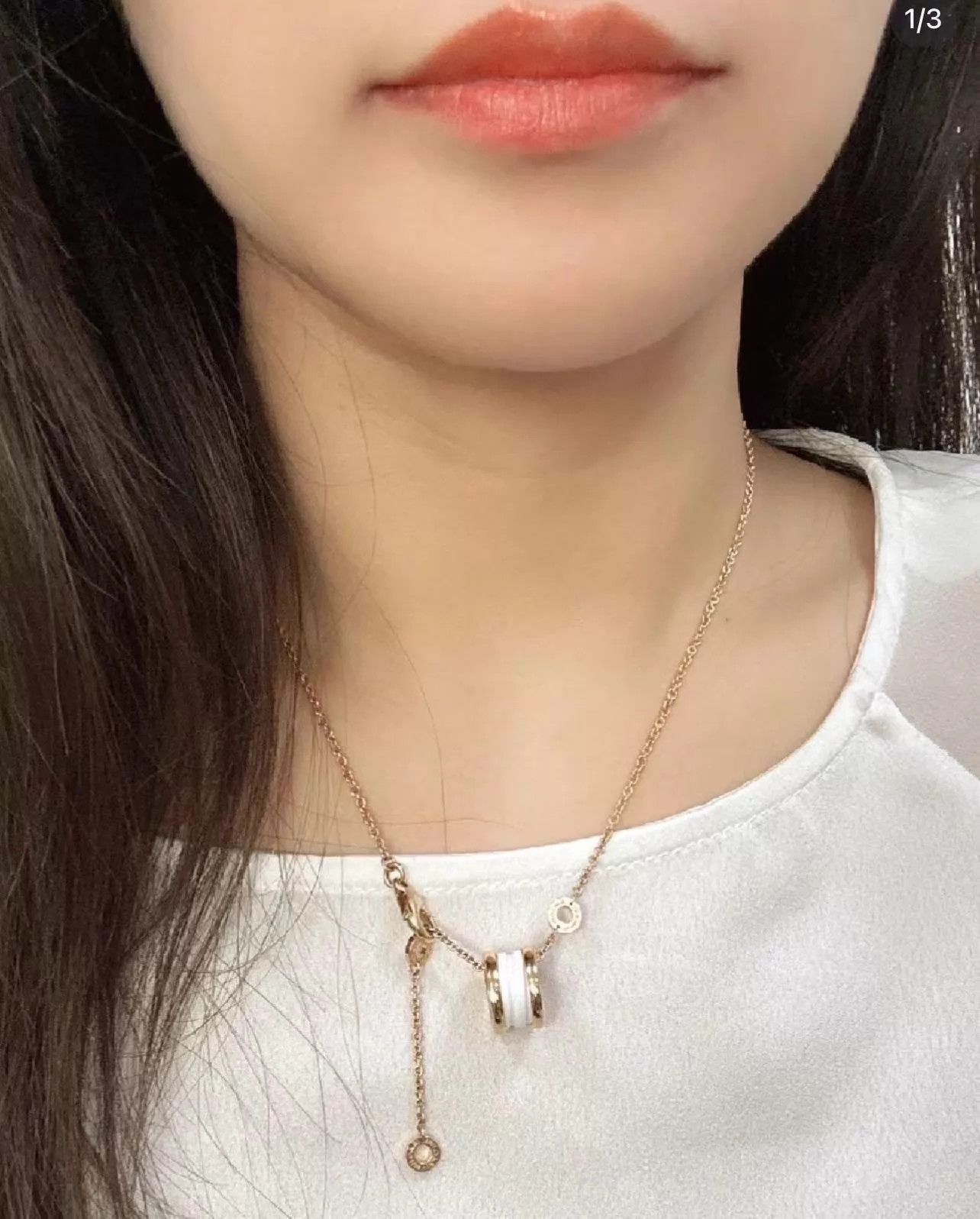 Bvlgari Bvlgari B.ZERO1 18k Rose Gold White Ceramic Spring Necklace Size ONE SIZE - 9 Thumbnail
