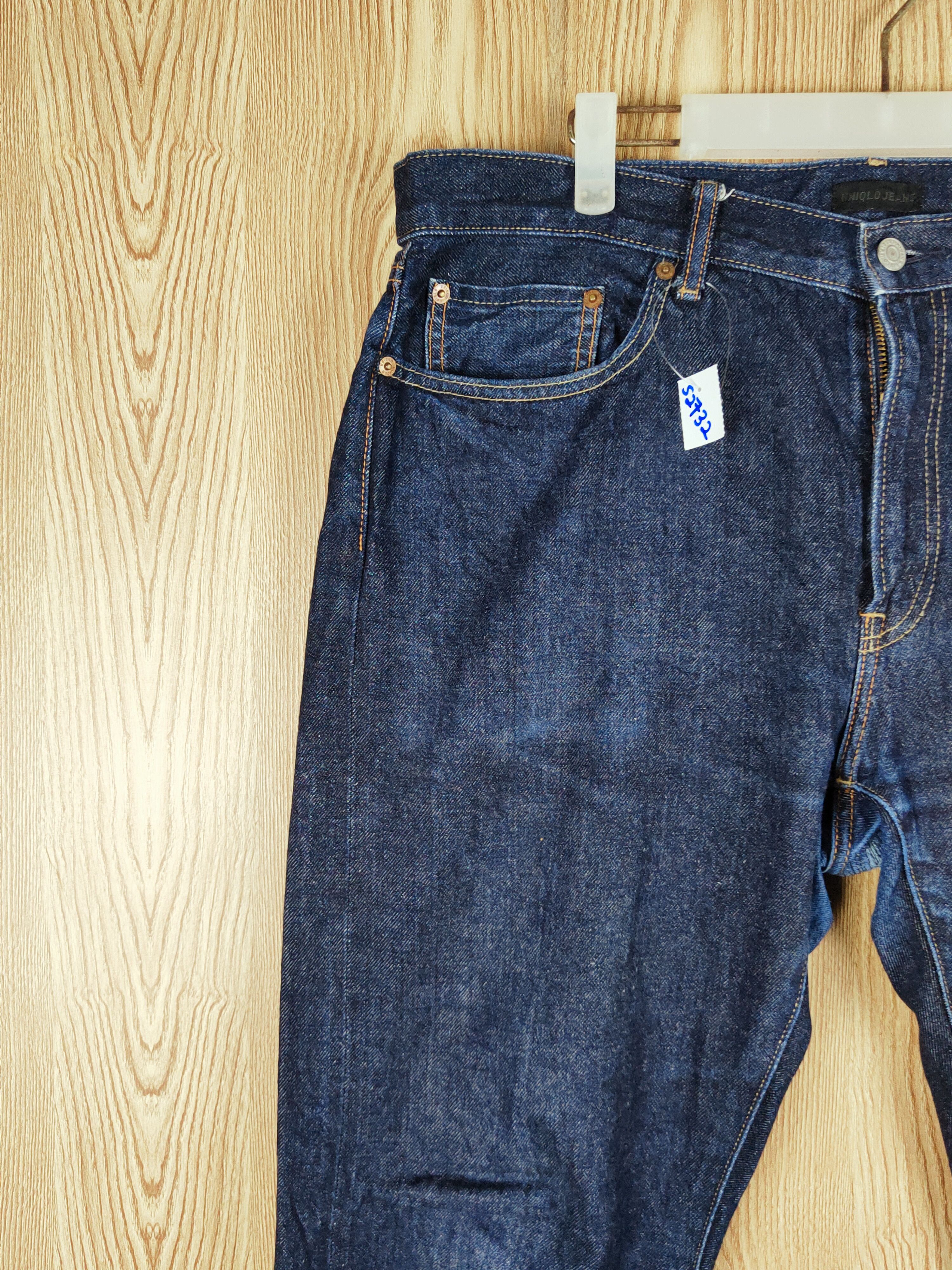 Japanese Brand Uniqlo Dark Blue Distressed Ripped Jeans #S2732 Size US 38 / EU 54 - 3 Thumbnail