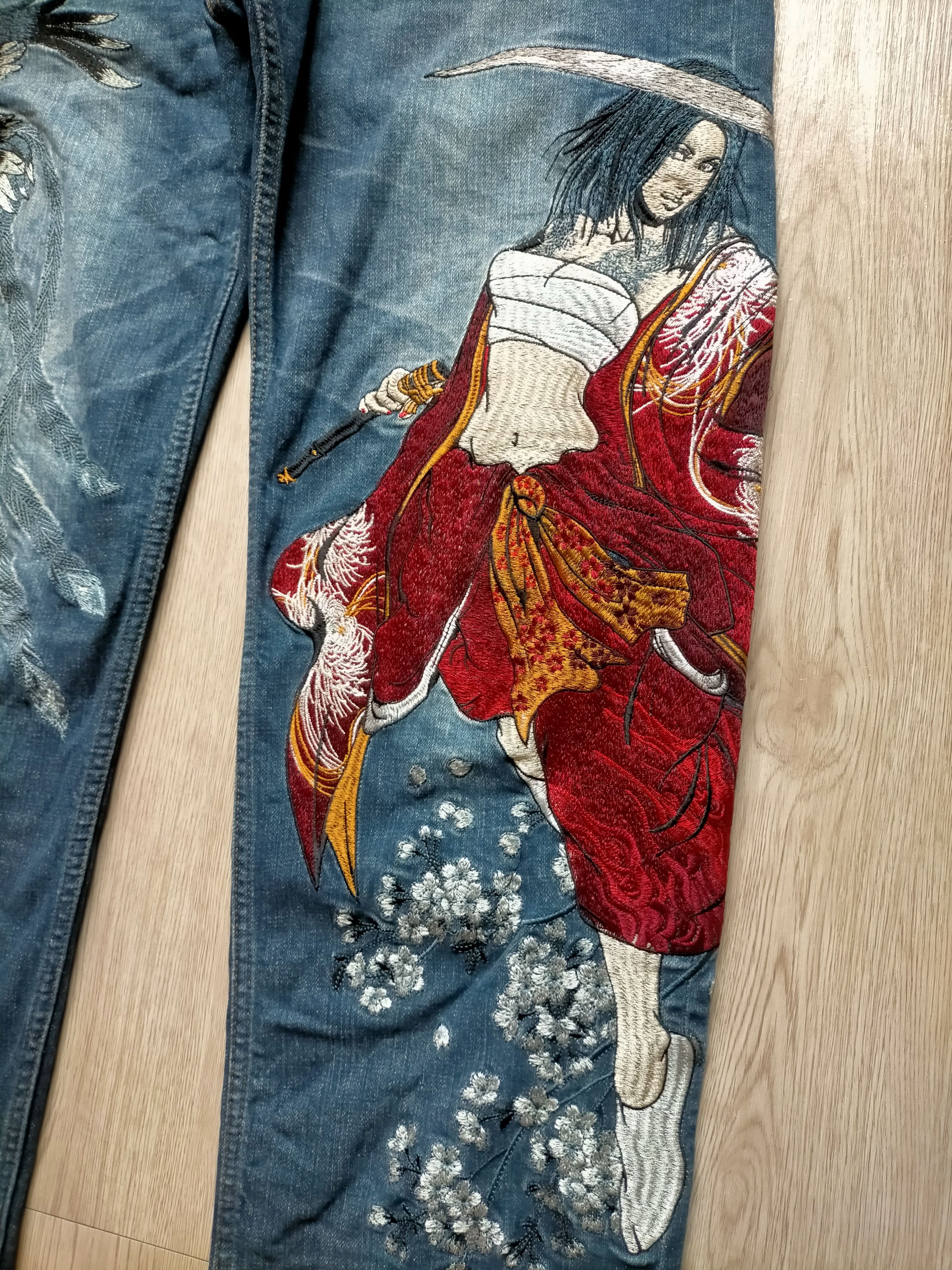 Karakuri Tamashii 🔥Rare🔥Divine Retribution Embroidered Blue Jeans Size US 32 / EU 48 - 13 Thumbnail