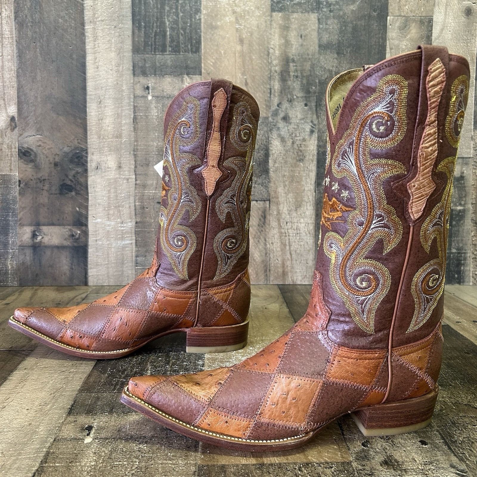 Vintage El General Pointed Toe Patchwork Ostrich Cowboy Boots Mens 8 Size US 8 / EU 41 - 2 Thumbnail