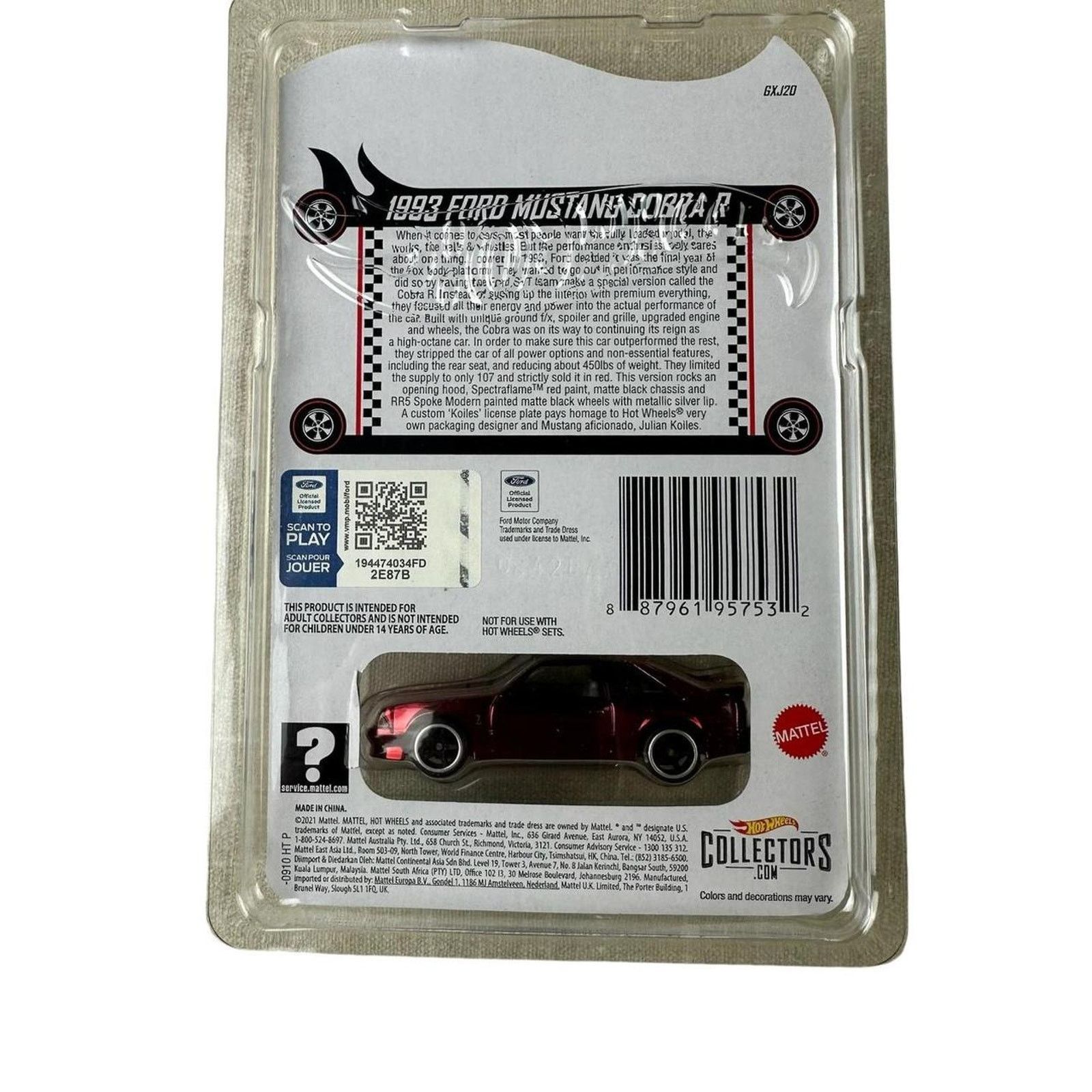Other Hot Wheels Red Line Club Exclusive 1993 Ford Mustang Cobra R Size ONE SIZE - 2 Thumbnail