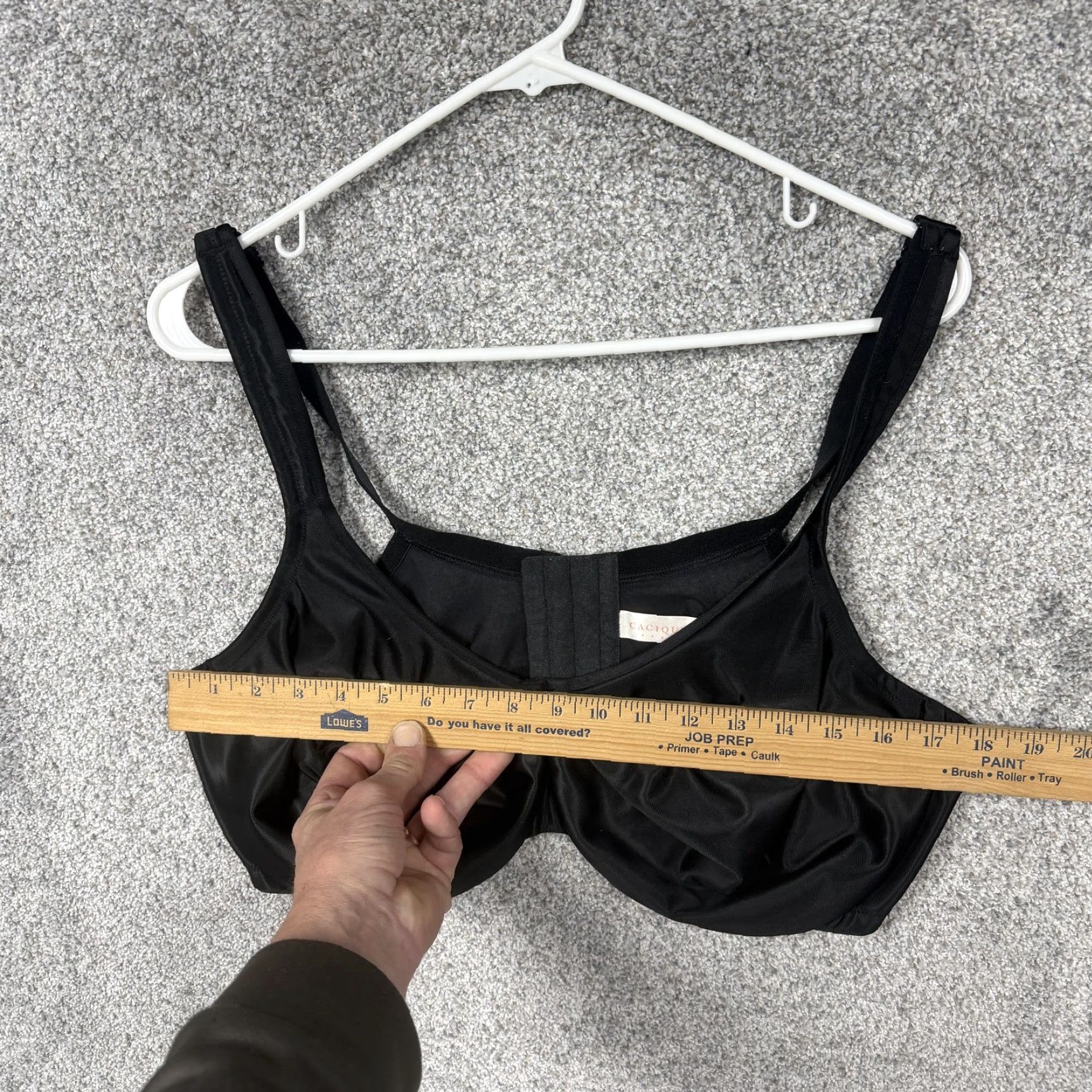 Vintage Cacique Bra 46D Black Minimizer Full Coverage Underwire Wide Straps Minimalist Shirt Womens 46D Black Size ONE SIZE - 3 Thumbnail