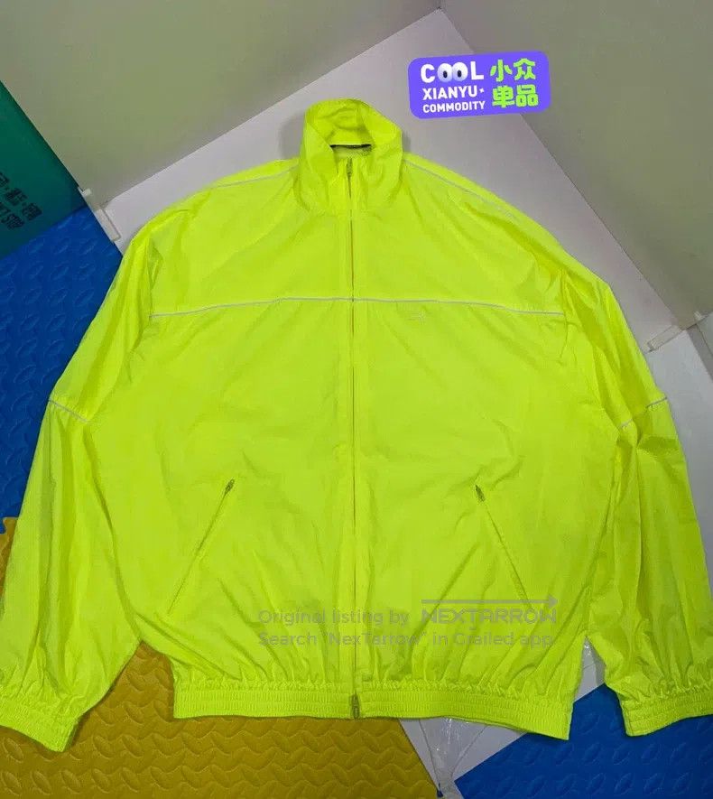 Balenciaga Loose Drop Shoulder Long Sleeve Jacket Neon Yel