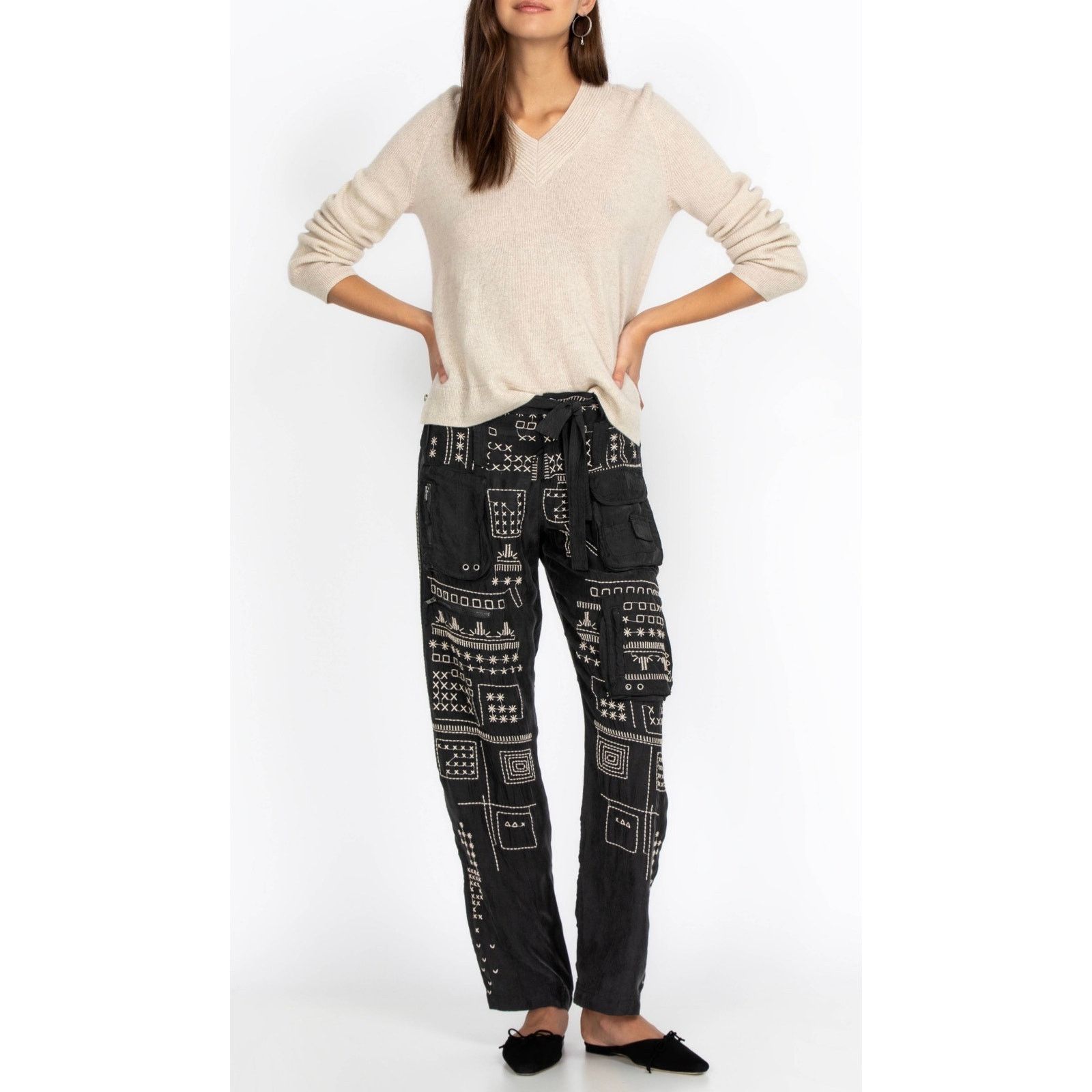 Johnny Was JOHNNY WAS BLAKE CARGO PANT Black Size 8 Size 30" / US 8 / IT 44 - 1 Thumbnail