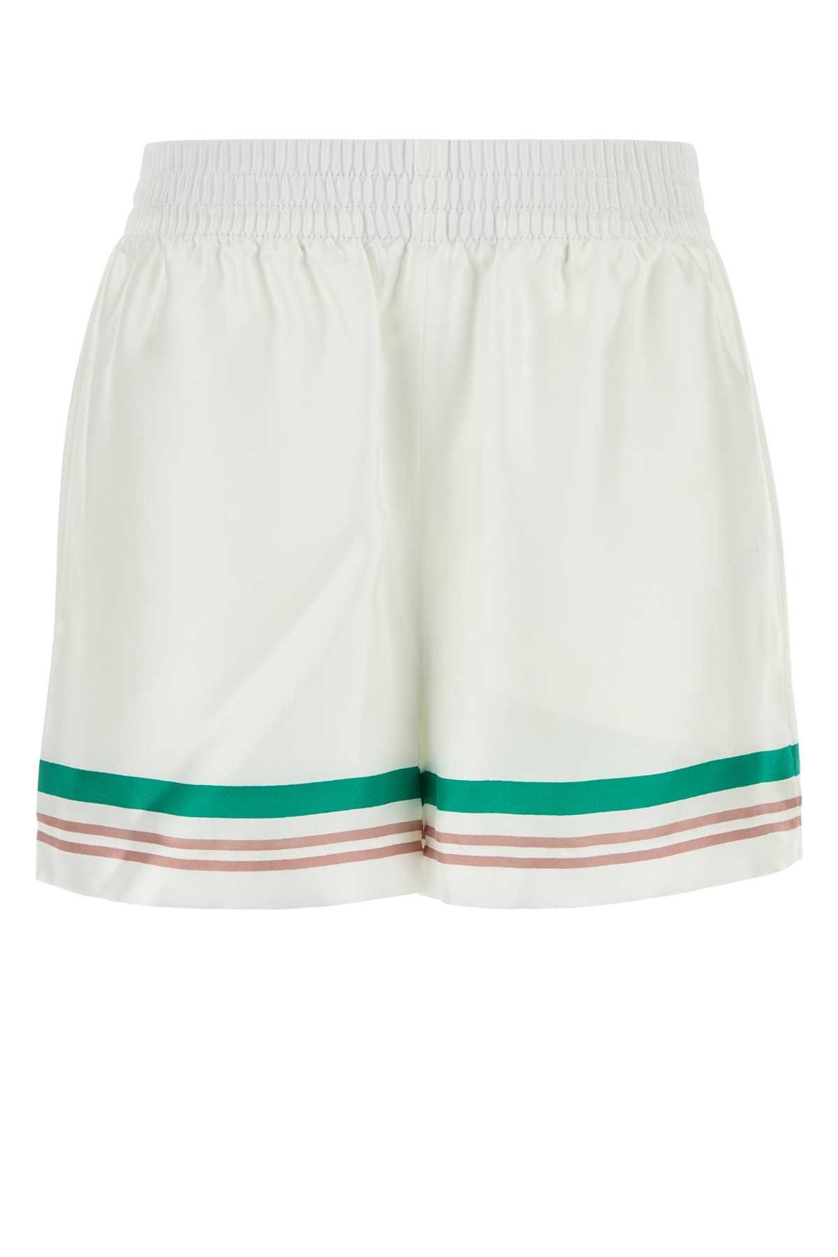 Casablanca White Satin Shorts Size 25" / US 0 / IT 36 - 1 Thumbnail