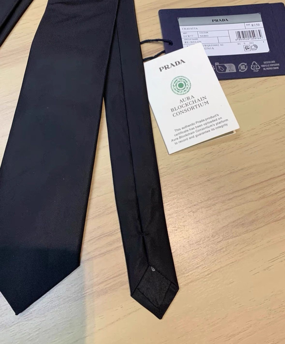 Prada Prada Black Linen Tie with Tag-2506 Size ONE SIZE - 3 Thumbnail