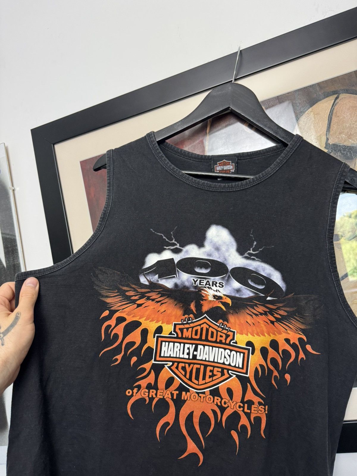 Vintage Harley Davidson Vintage Motor Cycles 100 Tour Flame Tank Top Size US L / EU 52-54 / 3 - 2 Thumbnail