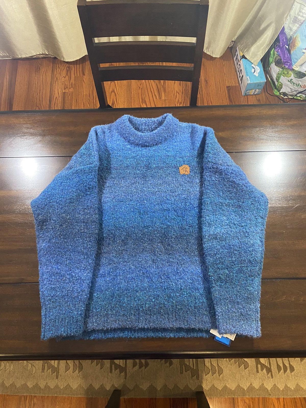 image of Ader Error Canyon Knit Blue Gradient Sweater, Men's (Size Medium)