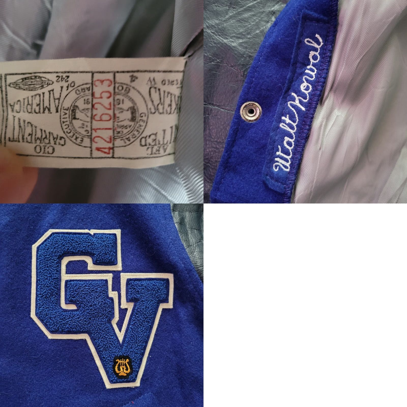 Vintage VINTAGE AFL CIO Garment America United Workers Varsity Jacket M Blue Wool Leather Sleeves Size M Mens Size US M / EU 48-50 / 2 - 9 Thumbnail