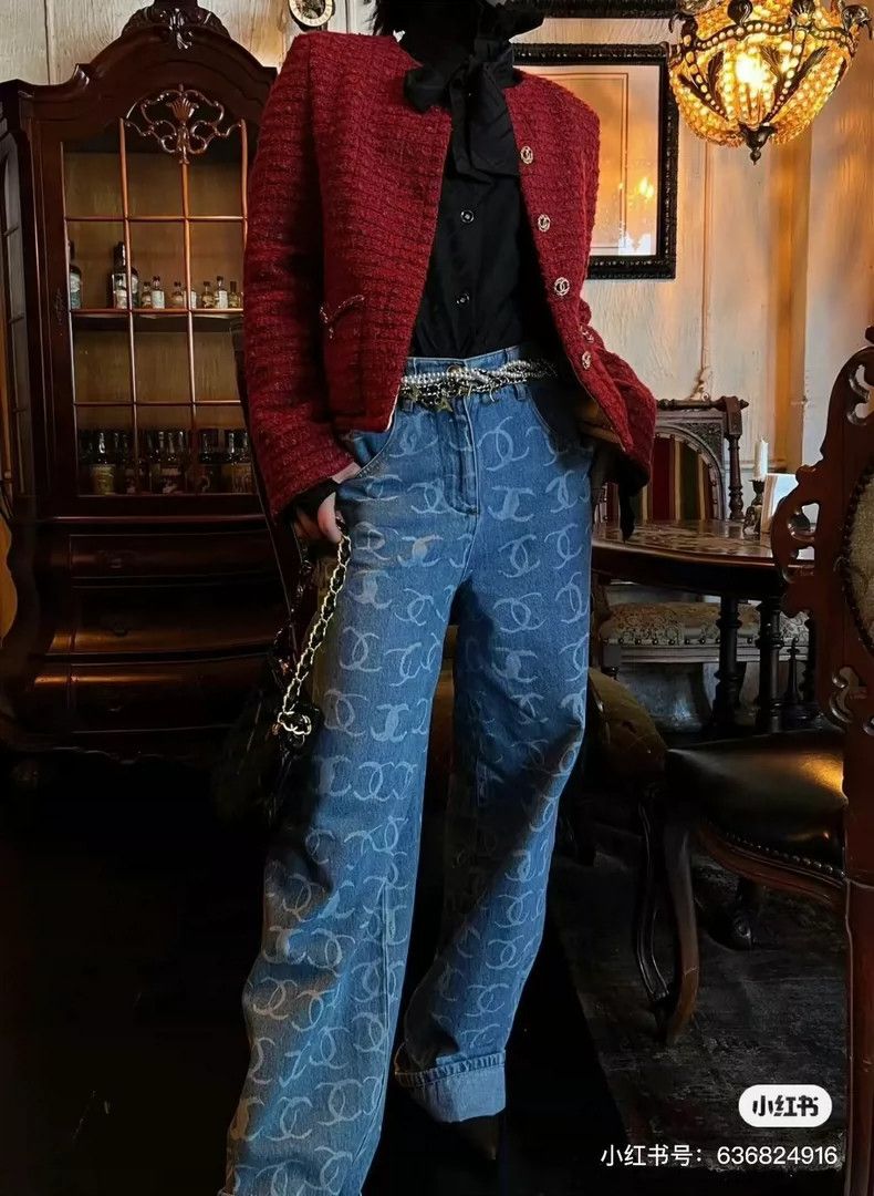 Chanel Chanel Preview Series Blue Logo Wide-leg Jeans Size 25" / US 0 / IT 36 - 2 Thumbnail