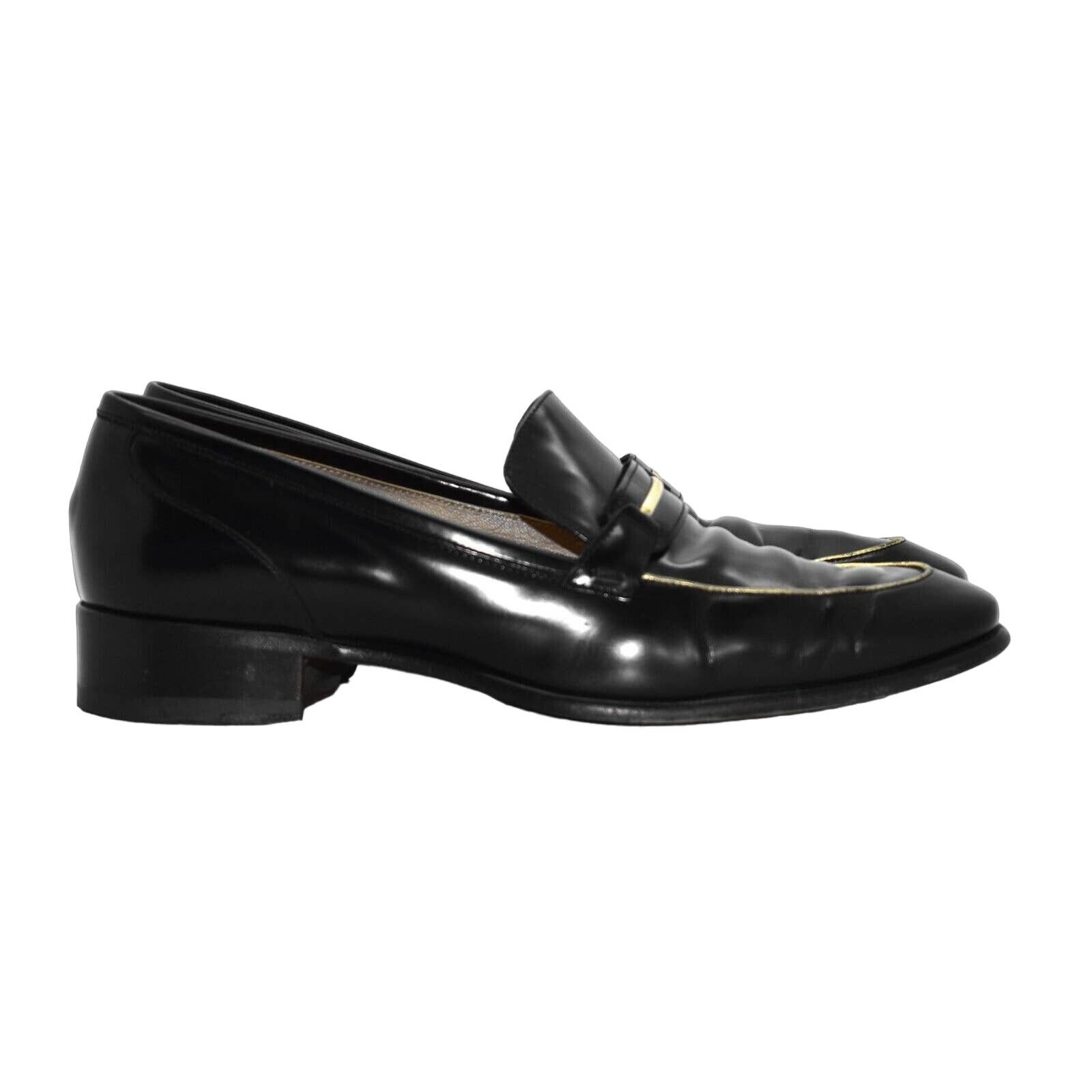 Salvatore Ferragamo B4 SALVATORE FERRAGAMO Reed Black Leather Shoes Sz 9B $495 Size US 9 / EU 42 - 2 Thumbnail