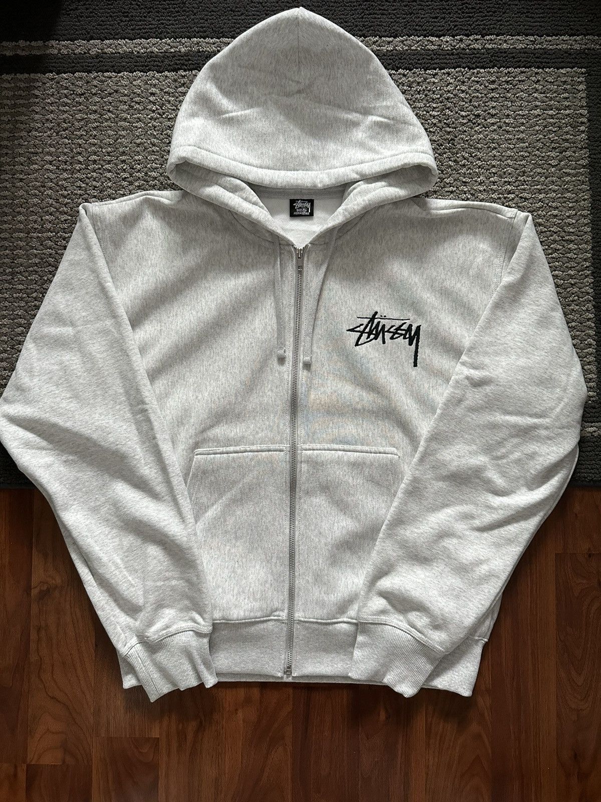 Stussy Grey Stussy Zipup Hoodie | Grailed