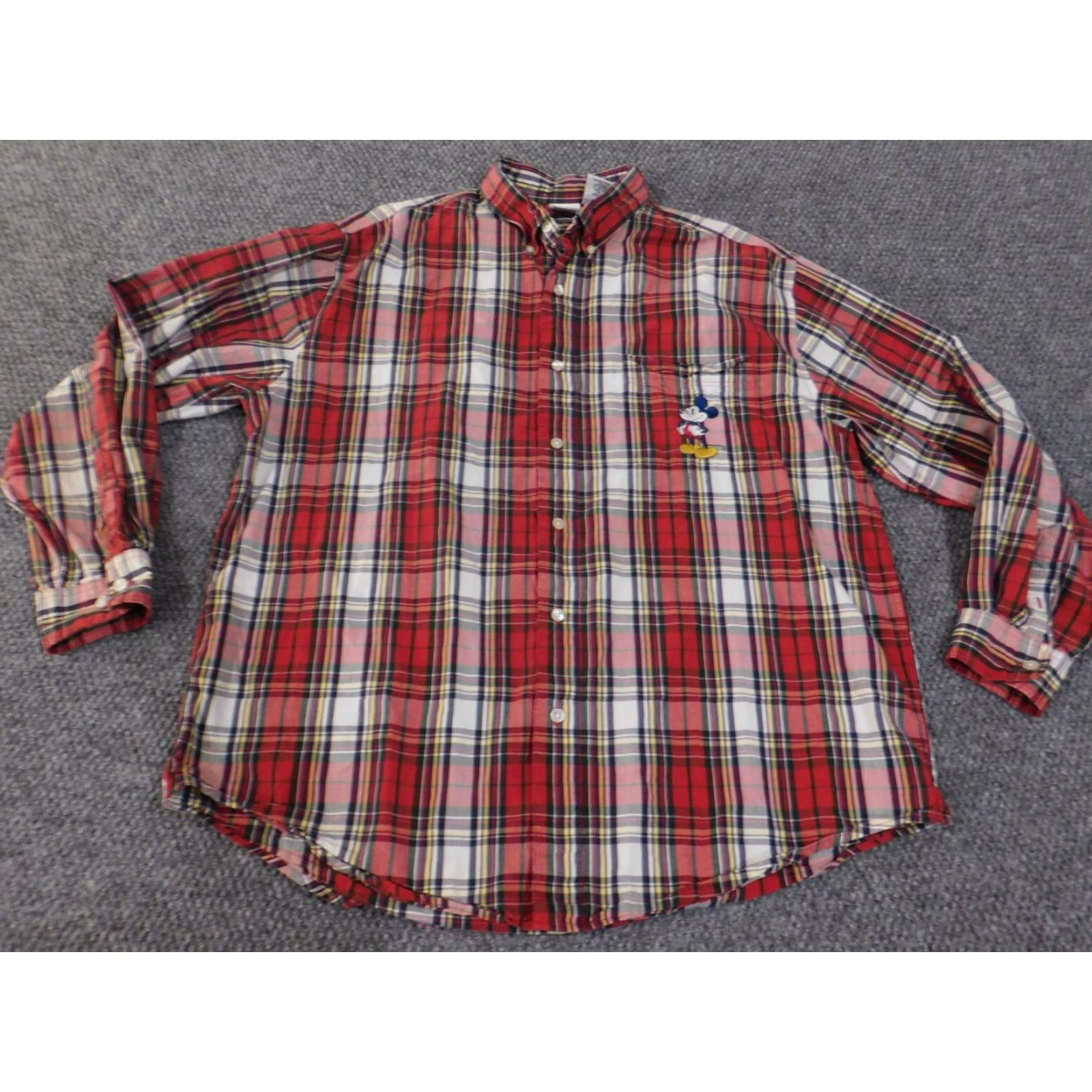 Disney Disney Mickey Mouse Shirt Mens Large Button-Up Red Embroidered Collared Vintage Button-Down Cotton Shirt Size US L / EU 52-54 / 3 - 4 Thumbnail