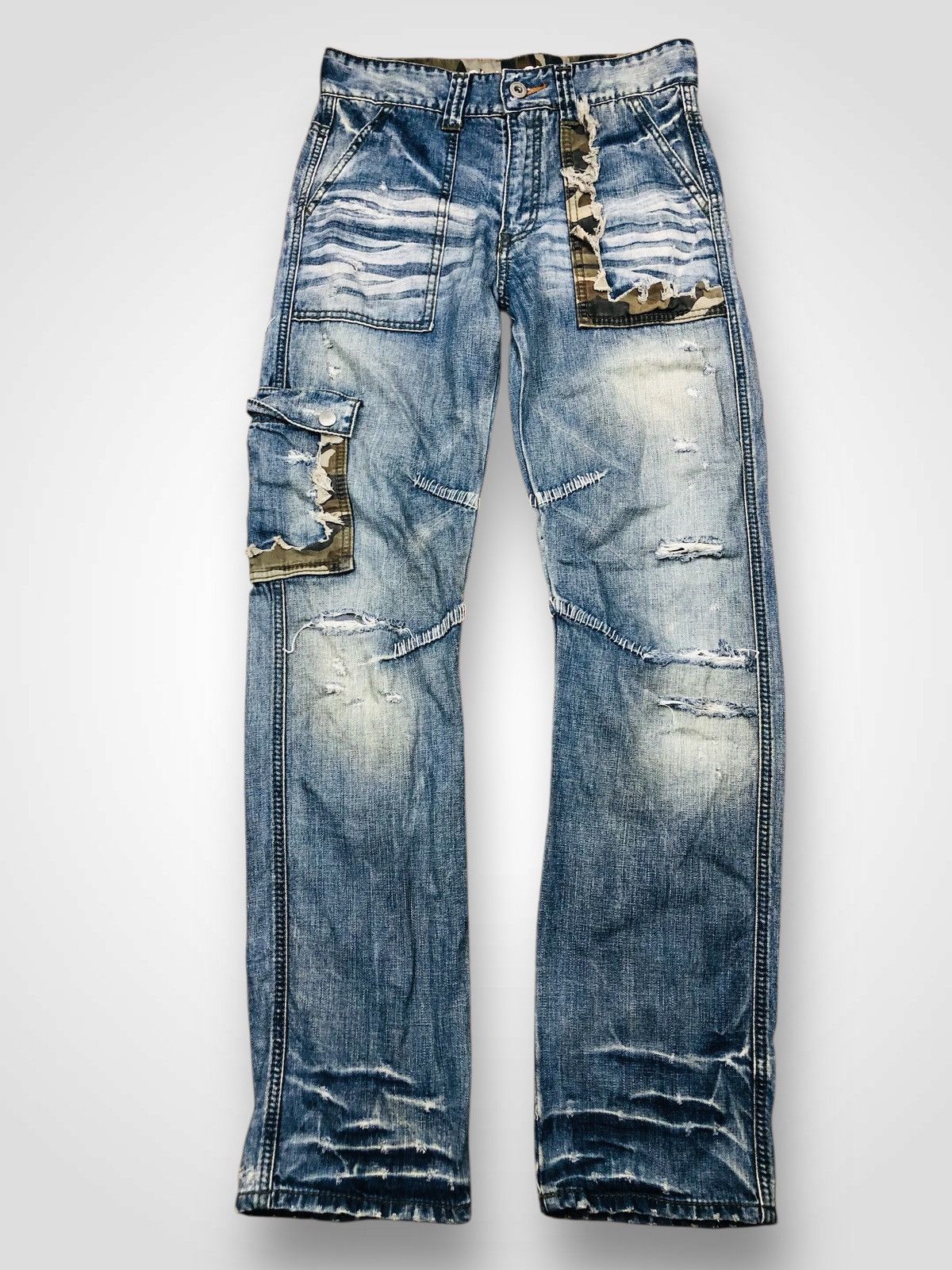 Twenty TWENTY WORKS Distressed Camo Jeans (38) Size US 31 - 1 Thumbnail