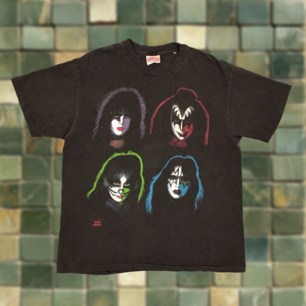 Hanes VINTAGE Men’s Kiss Band T-Shirt 90s Large Black Cotton Hanes Graphic Tee Mens Size US L / EU 52-54 / 3 - 1 Thumbnail