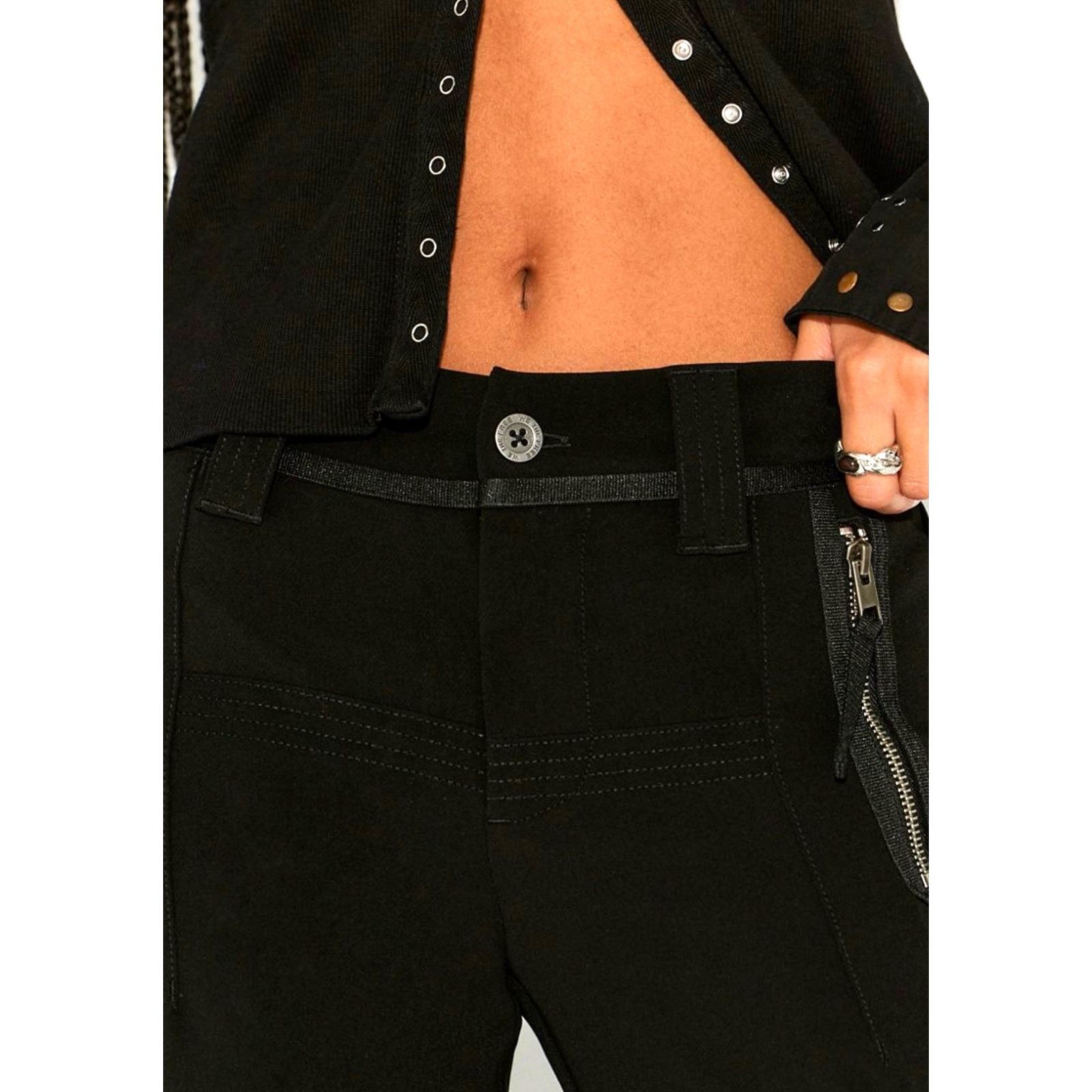 Free People Free People Austin Flare Pants Black size 10 Size 32" / US 10 / IT 46 - 4 Thumbnail