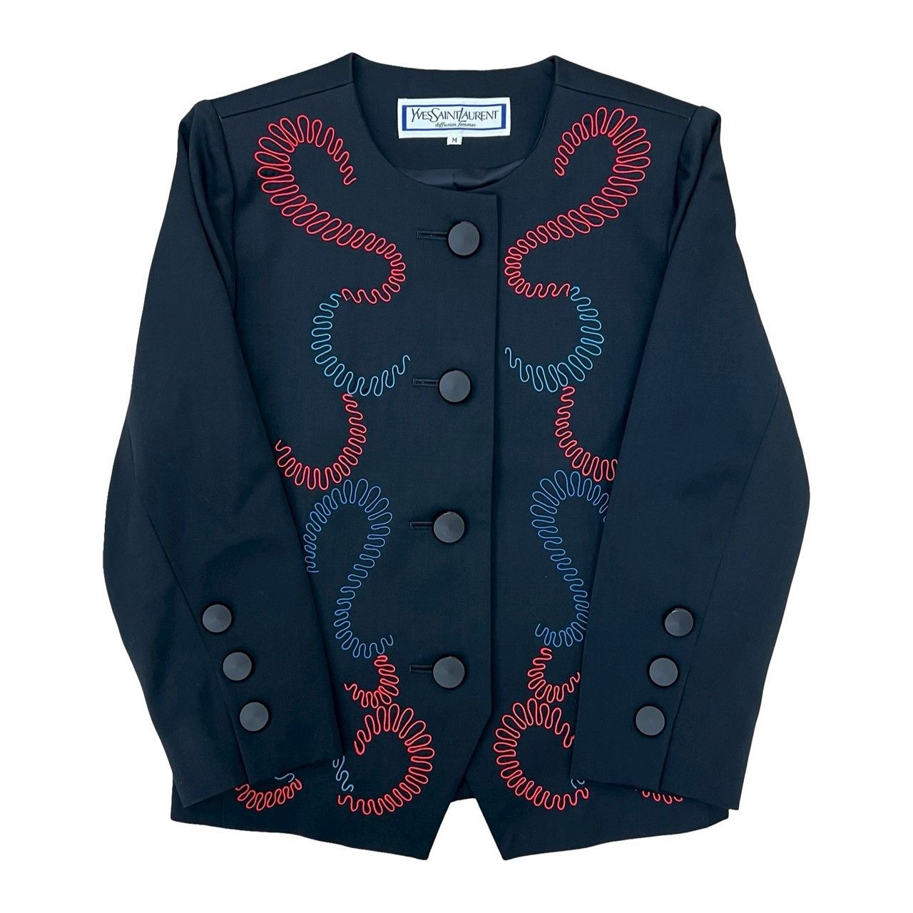 Yves Saint Laurent Yves Saint Laurent Yves Saint Laurent Embroidered Wool Collarless Jacket Others Outerwear DUTY FREE for USA Size ONE SIZE - 1 Thumbnail