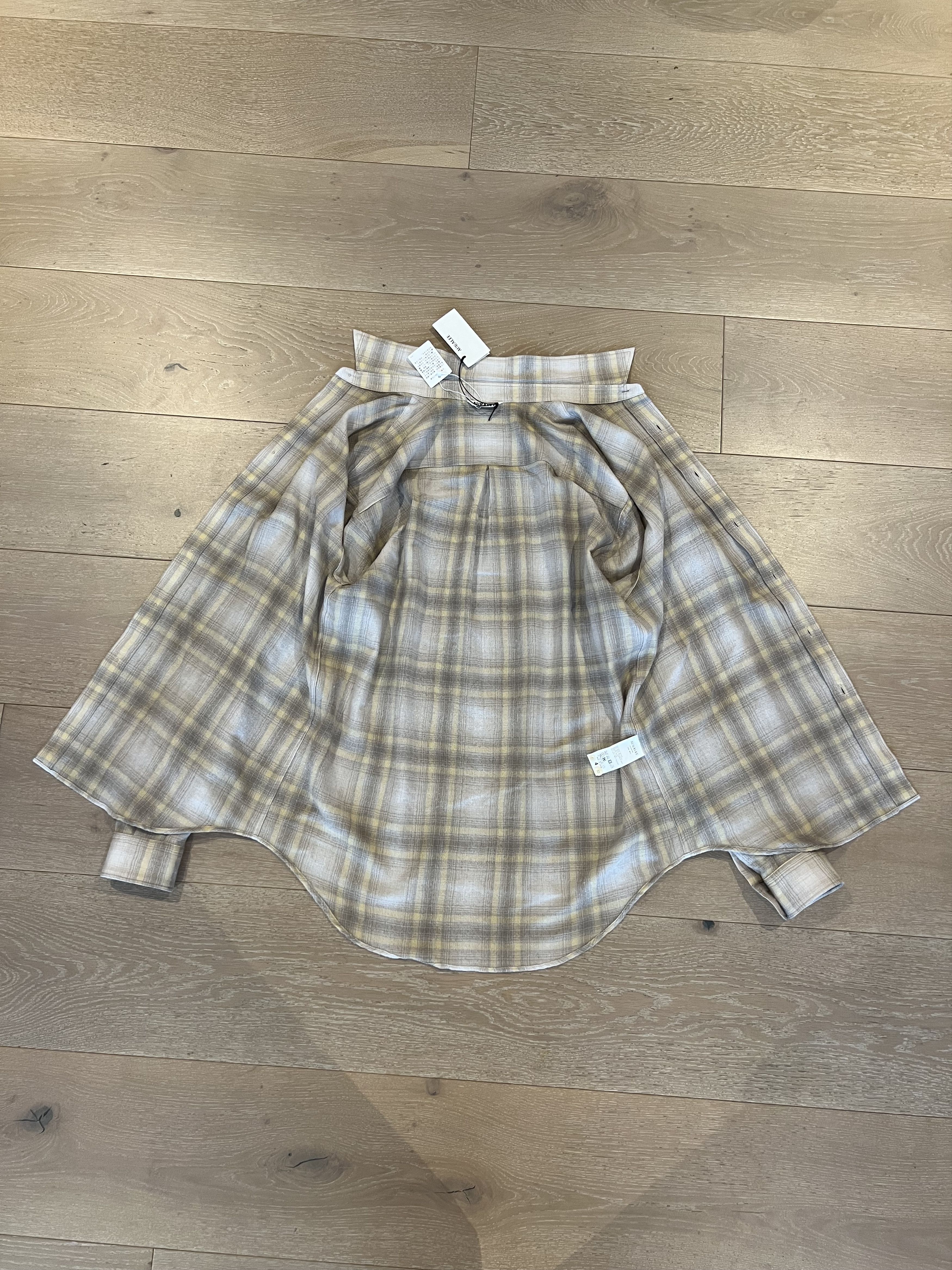 Auralee 💚 Auralee Airy Wool Check Shirt Yellow Gray Check NEW Size US XL / EU 56 / 4 - 8 Thumbnail