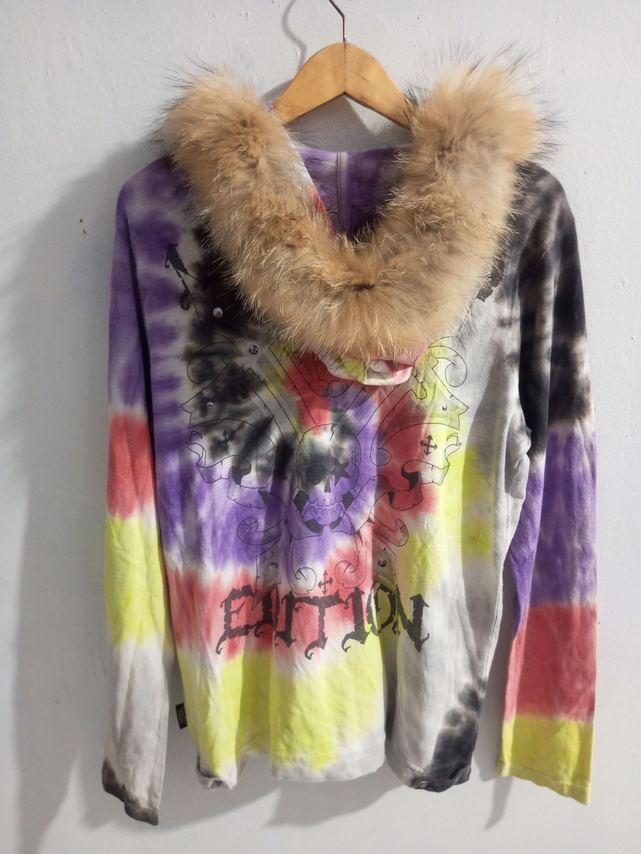 If Six Was Nine × Japanese Brand × Le Grande Bleu (L.G.B.) Vintage denim bar tie dye punk fur hoodie Size US L / EU 52-54 / 3 - 2 Thumbnail
