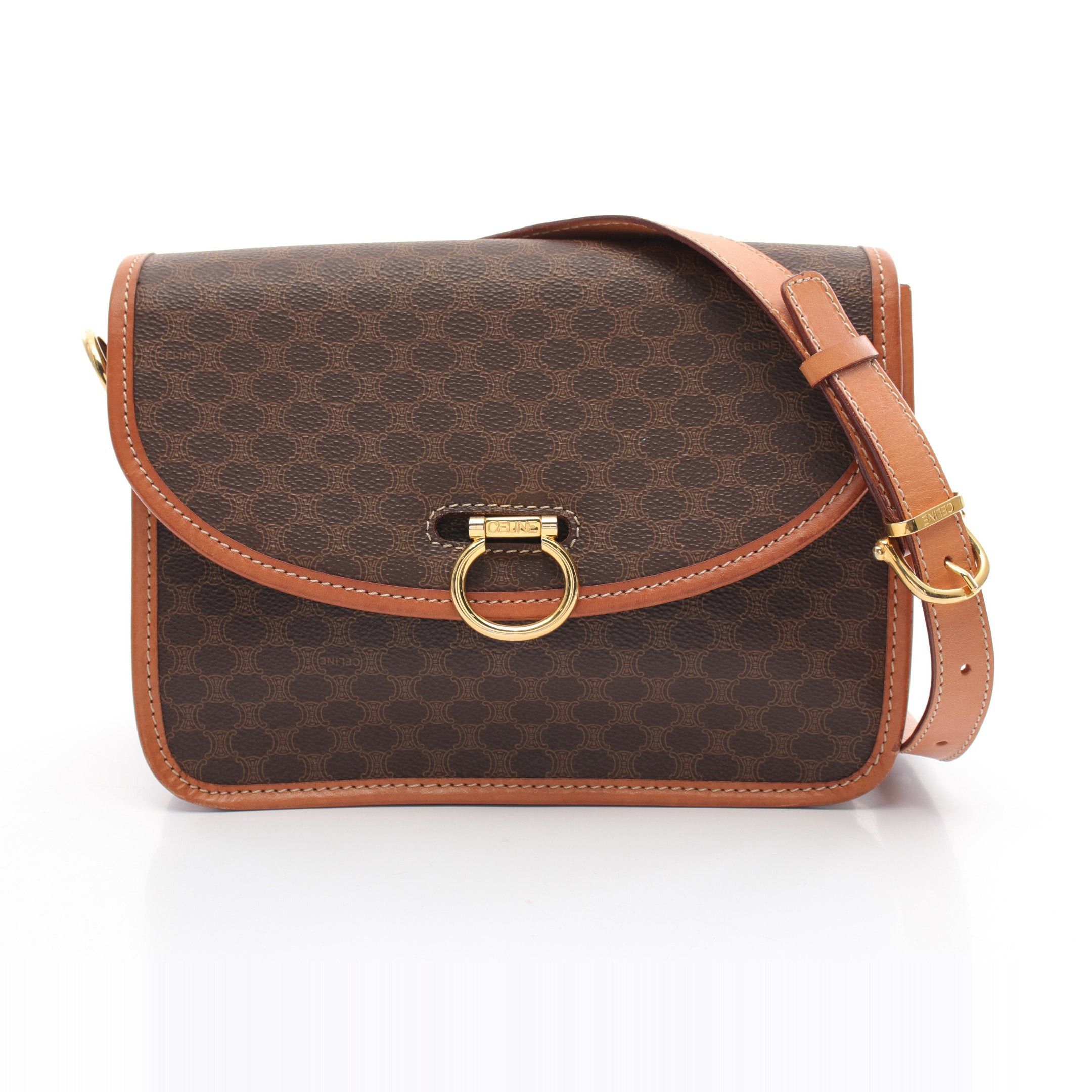 Celine Celine Macadam Shoulder Bag Leather Dark Brown Size ONE SIZE - 1 Thumbnail