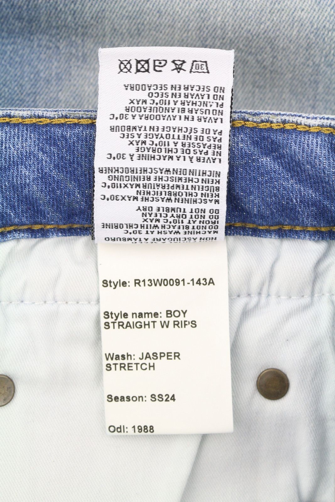 R13 BOY STRAIGHT W RIPS 29 Jasper Stretch Low Rise Faded 87166 Size 29" - 10 Thumbnail
