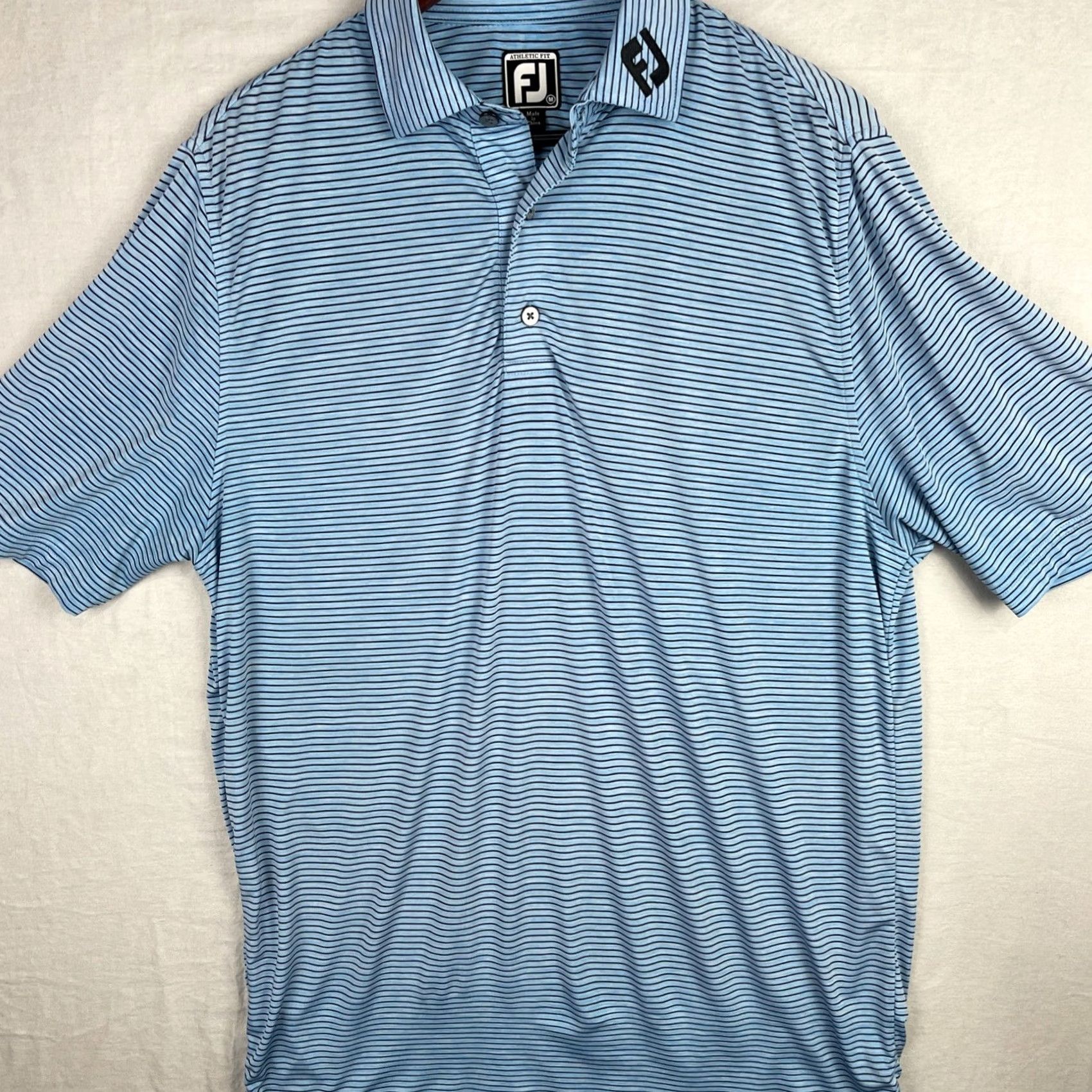 Footjoy FootJoy Polo Shirt Mens Medium Blue Striped Golf Athletic Fit Shirt Size US M / EU 48-50 / 2 - 2 Thumbnail