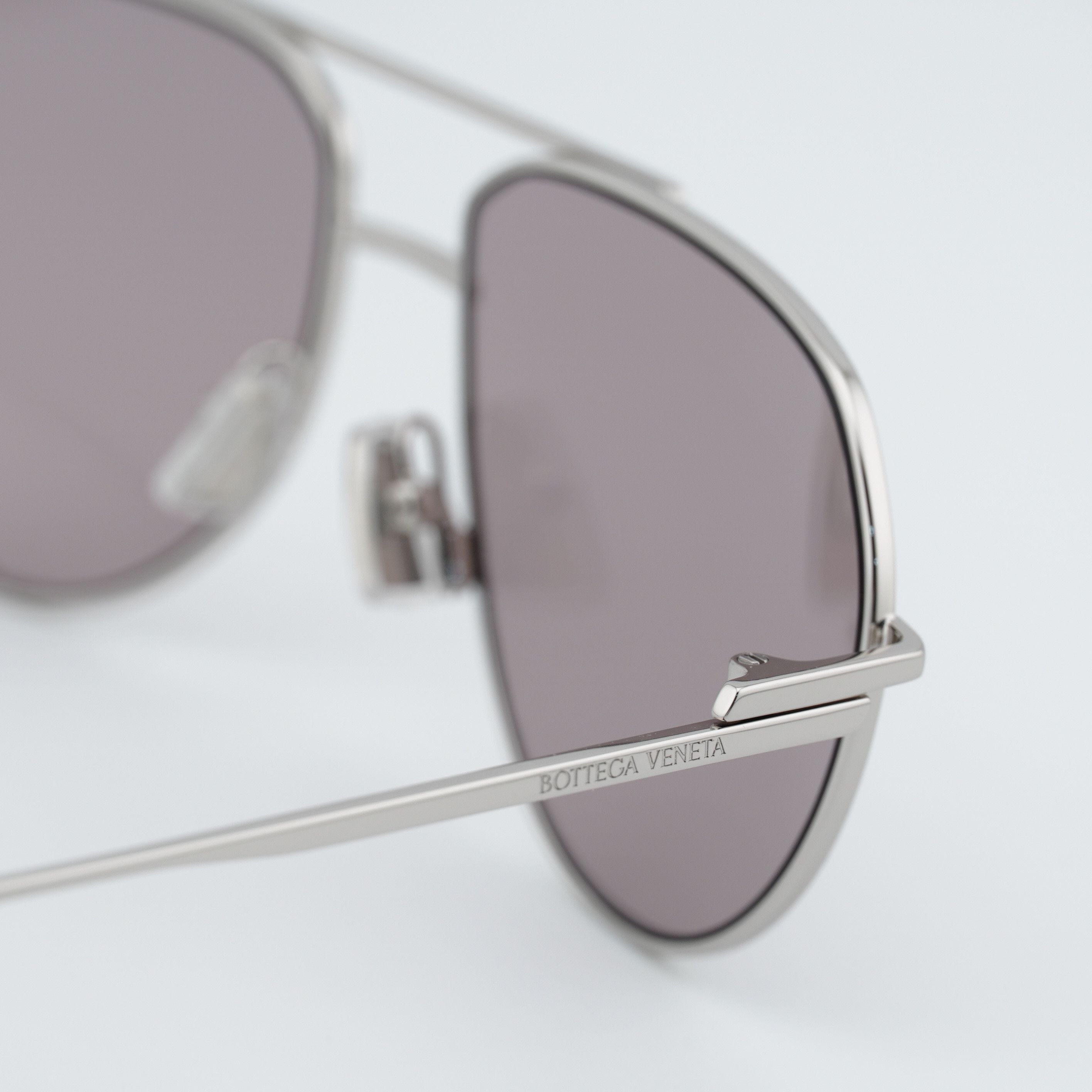 Bottega Veneta Bottega Veneta BV1302S 004 Unisex Sunglasses Silver Aviator Size ONE SIZE - 3 Thumbnail