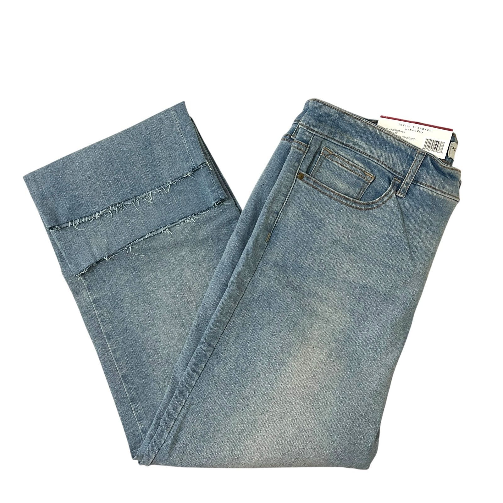 Sanctuary Social Standard High Rise Crop Straight Leg Raw Hem Jeans Size 36" / US 14 / IT 50 - 6 Thumbnail