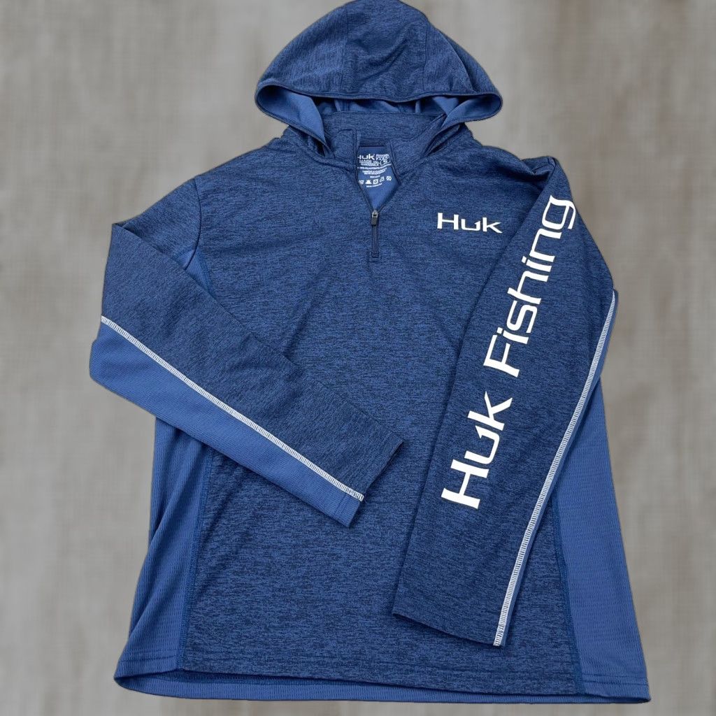 Vintage HUK Icon X Hoodie Men Small Blue 1/4 Zip Lightweight Pullover Sweatshirt Knit Zip Hooded Jersey Logo Outdoor Fishing Nature All Seasons Mens Size US S / EU 44-46 / 1 - 1 Thumbnail
