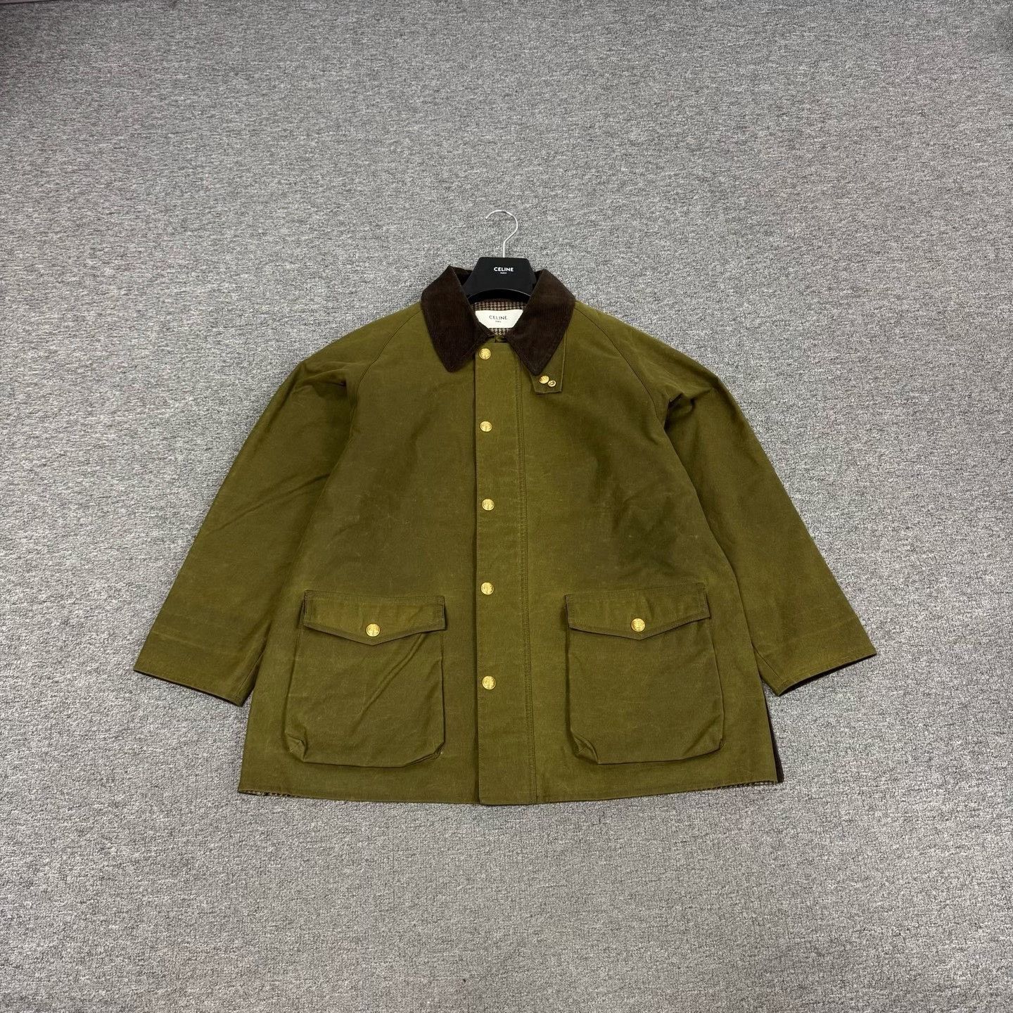 Celine Celine Green Gold Waxed Leather Safari Jacket Size S / US 4 / IT 40 - 1 Thumbnail