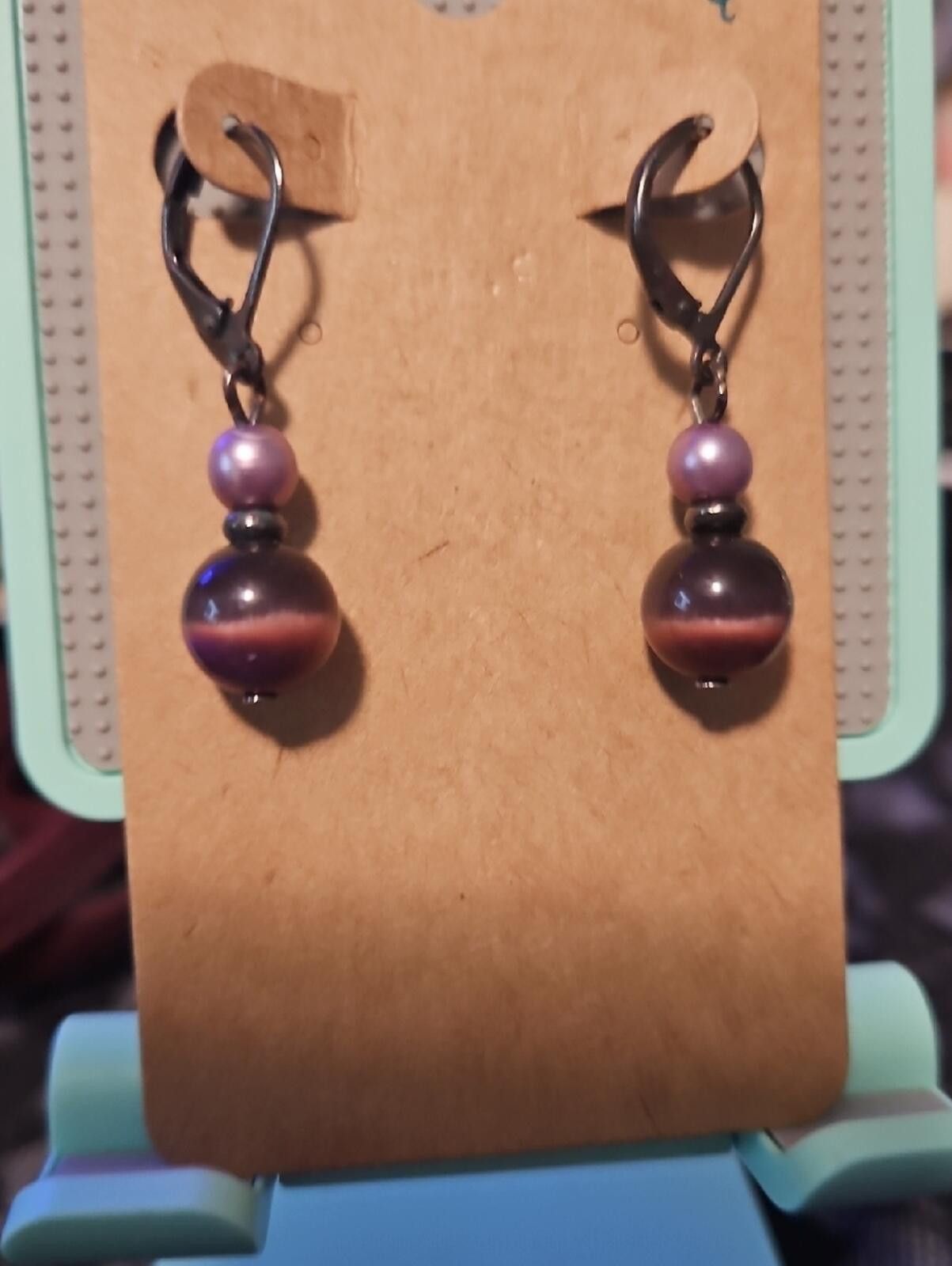 Other Purple Bead Drop Earrings Size ONE SIZE - 1 Thumbnail
