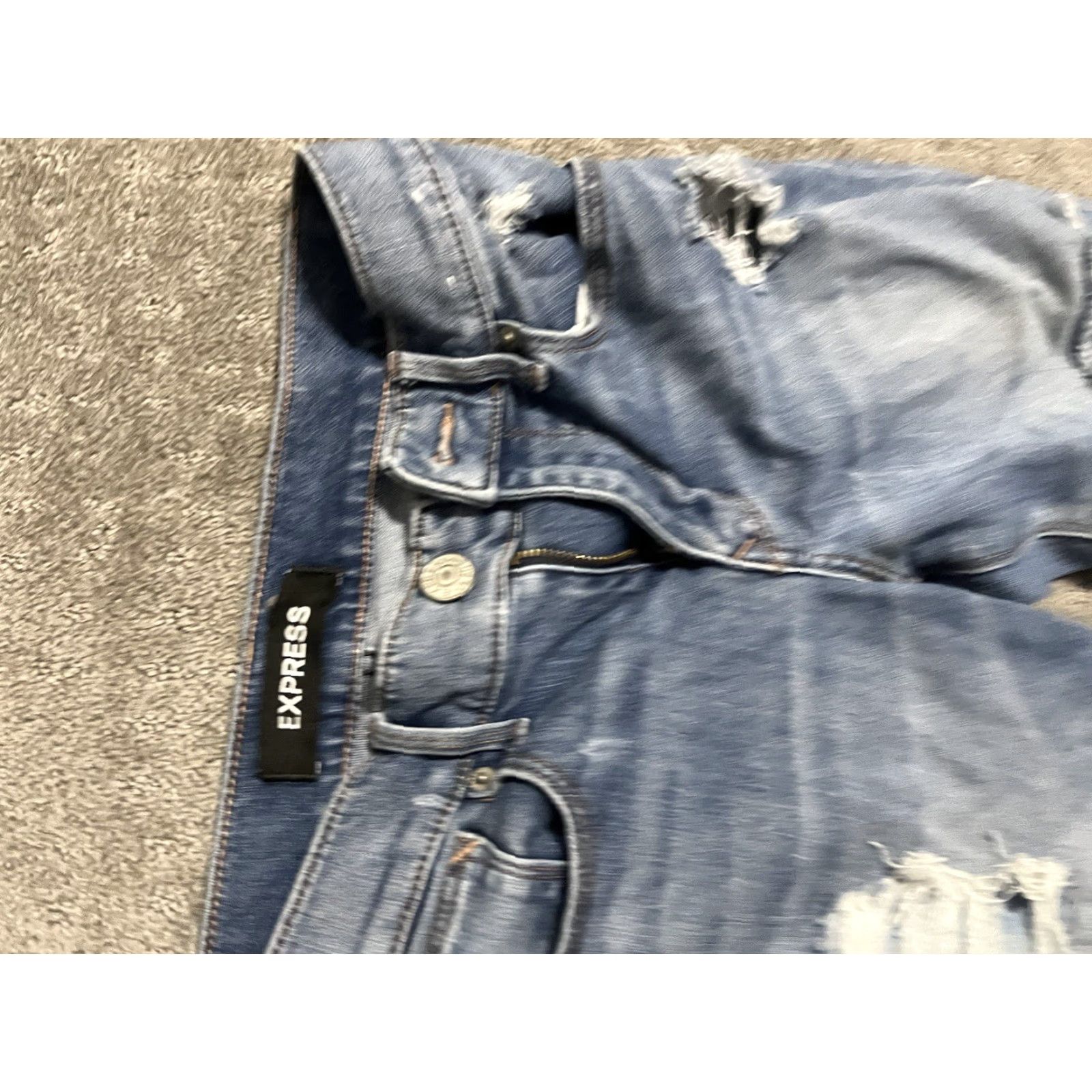 Express VINTAGE Express Jeans Distressed Mid Rise Skinny Ankle Size 4 Blue Women's Jeans (Regular) 26" Inseam Mens/Womens? Size 27" / US 4 / IT 40 - 3 Thumbnail