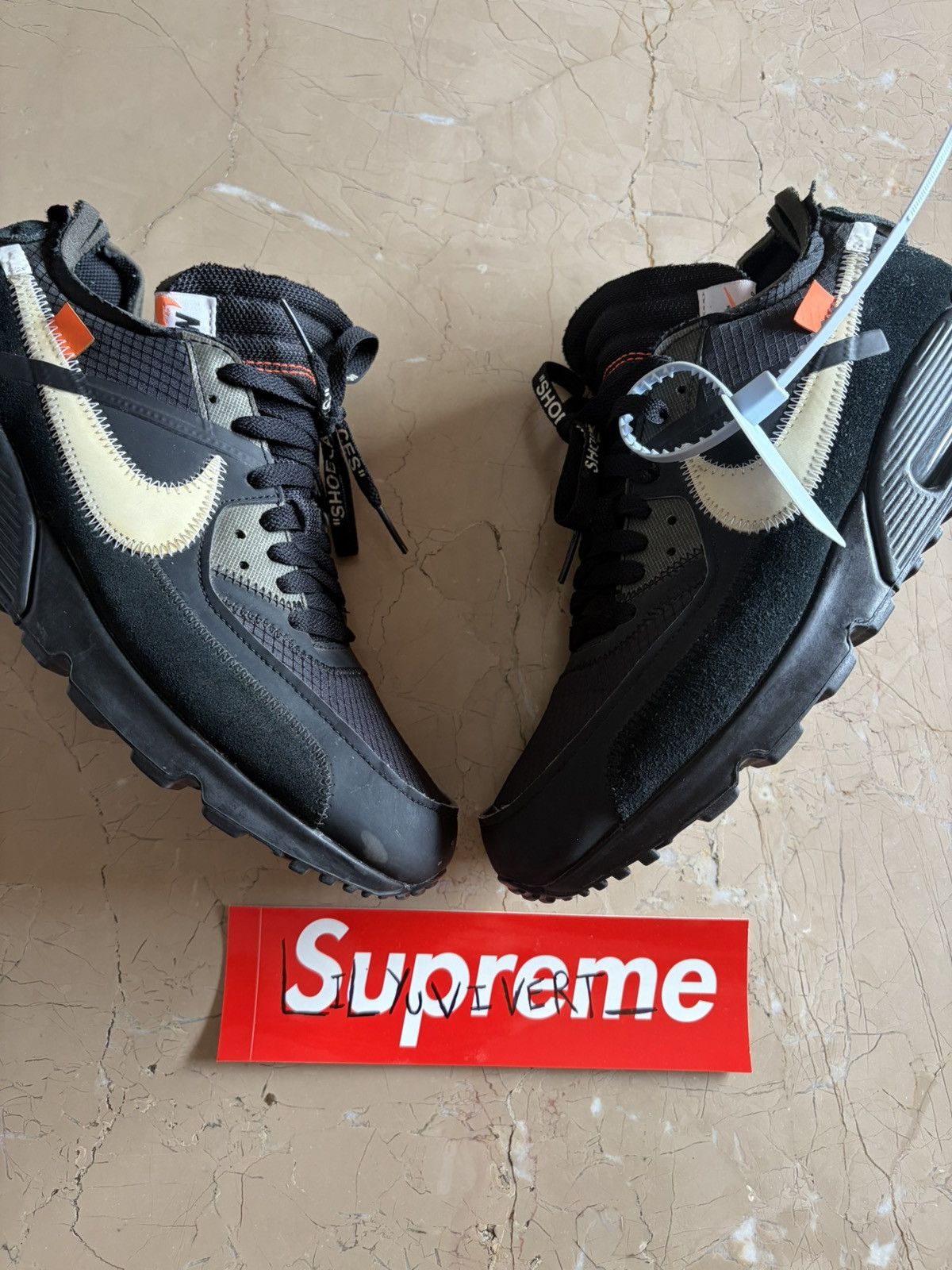 Nike × Off-White Nike Off White Air Max 90 Black Size US 9.5 / EU 42-43 - 1 Thumbnail