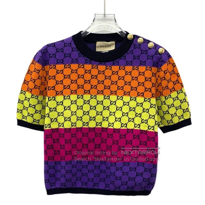 Gucci Gucci Colour-blocking logo jacquard full-print cotton roun Size S / US 4 / IT 40 - 1 Thumbnail