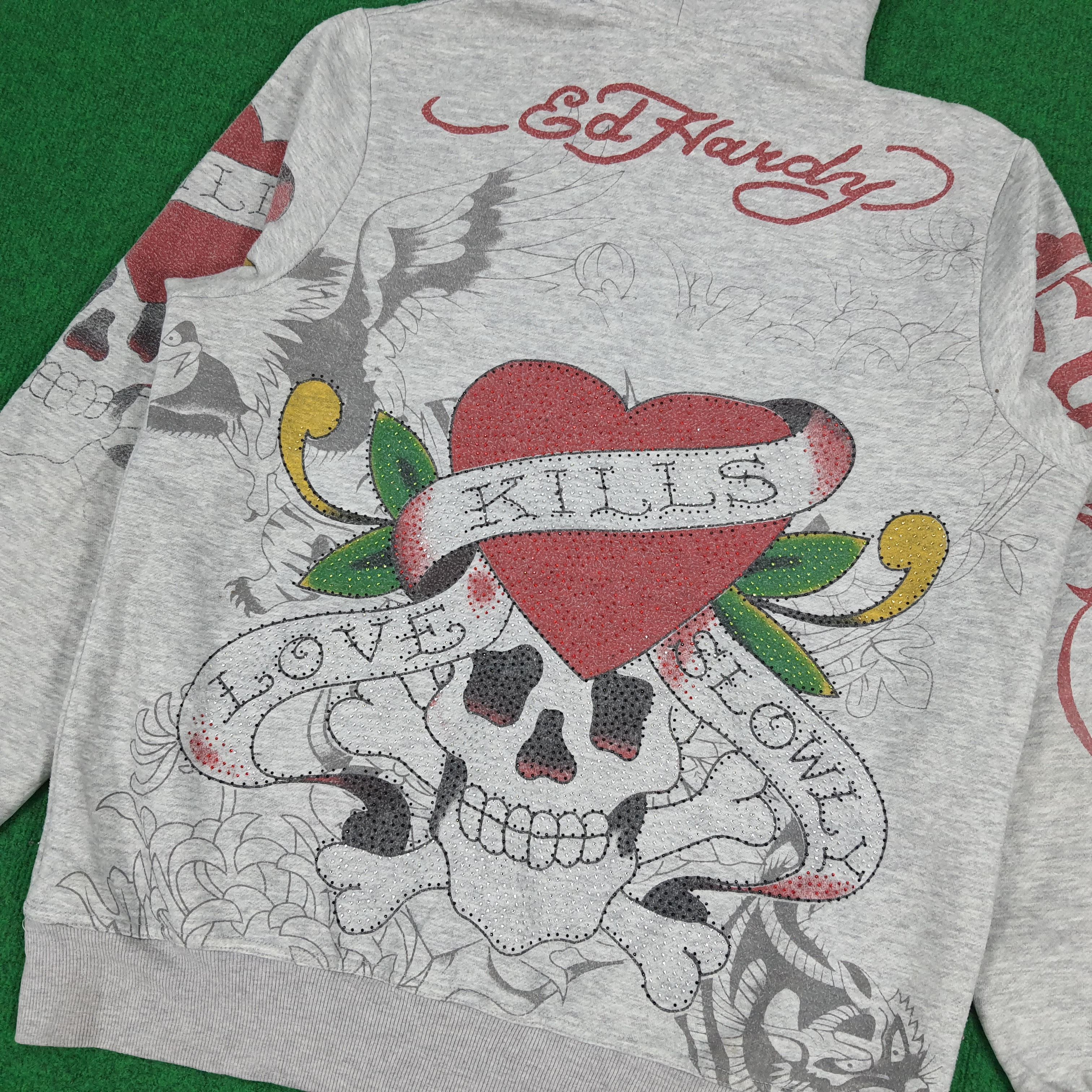 Christian Audigier × Ed Hardy × Vintage Vintage Christian Audigier Ed Hardy Designer Hoodies Size US M / EU 48-50 / 2 - 2 Thumbnail