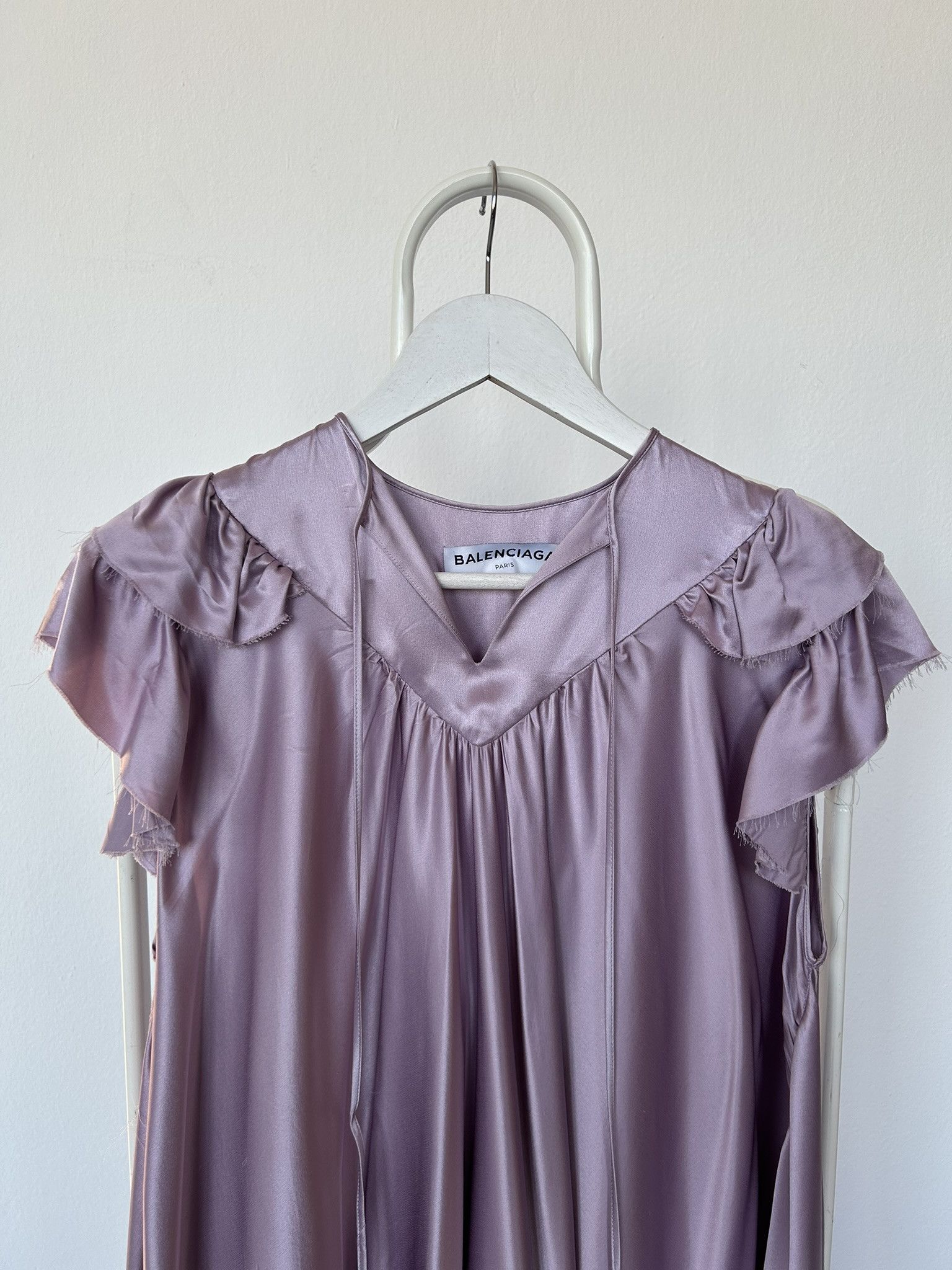Balenciaga SS2018 Balenciaga silk ruffle loose long dress in lilac Size XS / US 0-2 / IT 36-38 - 5 Thumbnail