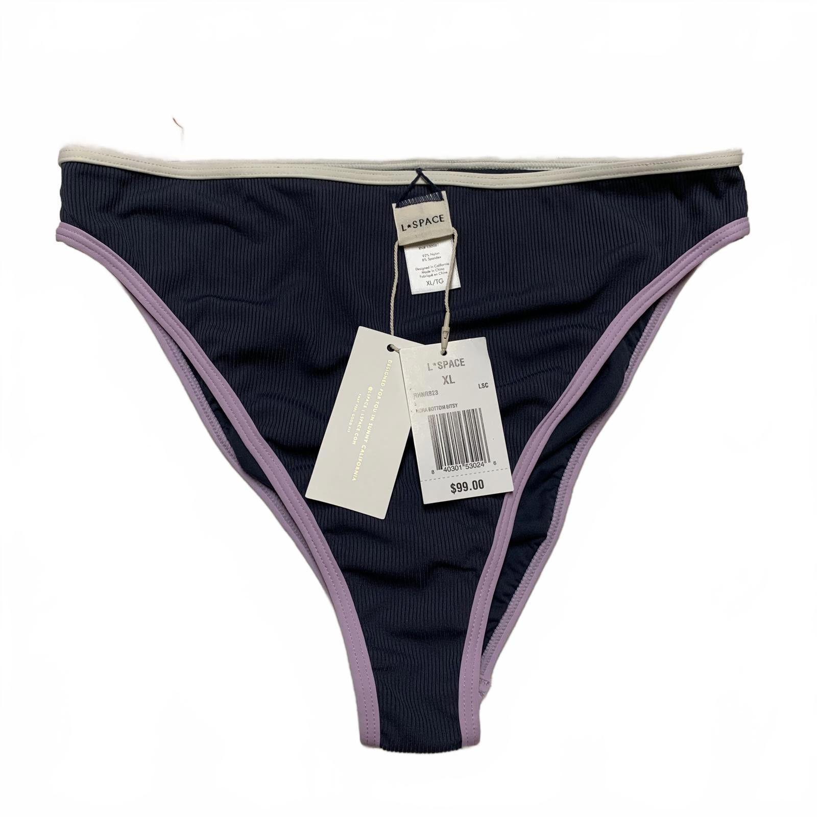 Other L*SPACE Women's Sz XLarge Gray & Lilac Ribbed Bikini Bottoms Size ONE SIZE - 1 Thumbnail