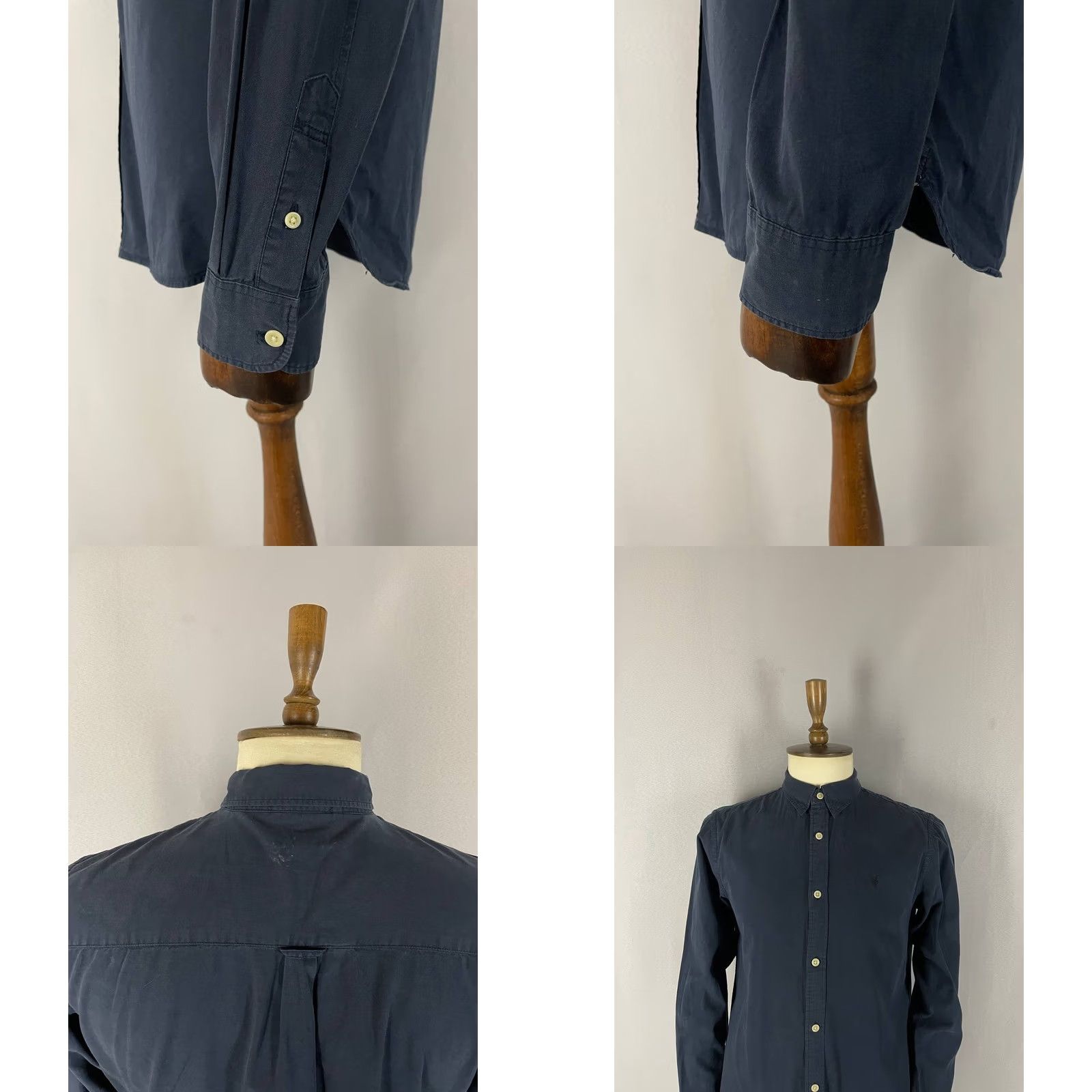 Allsaints AllSaints Mens Slim-Fit Button-Up Navy Long Sleeve Shirt M Size US M / EU 48-50 / 2 - 8 Thumbnail