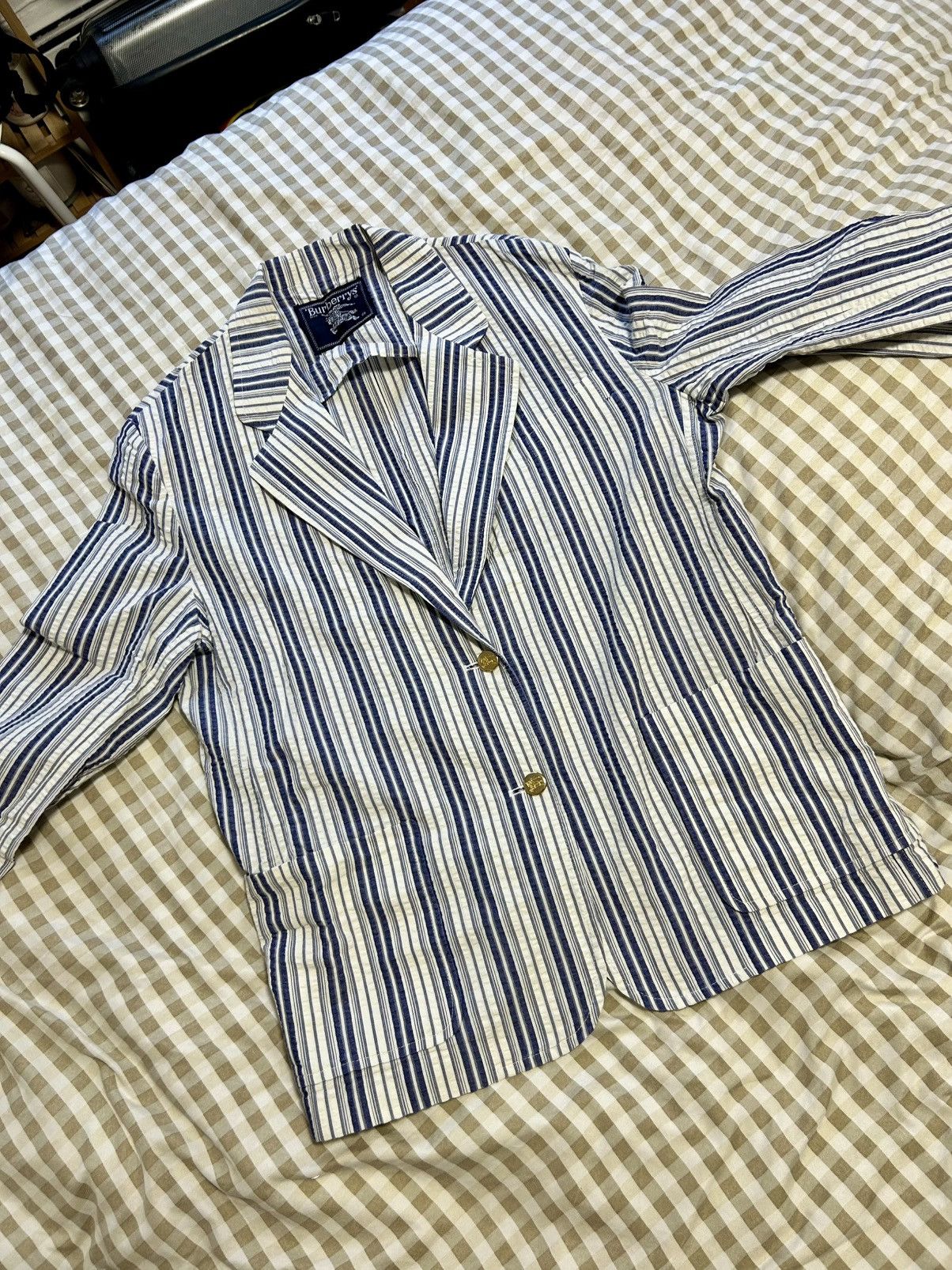 Burberry Vintage Burberry Linen Striped Blazer Size US S / EU 44-46 / 1 - 1 Thumbnail