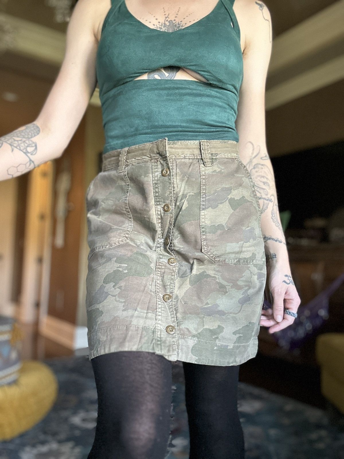 Anthropologie Camo Army Mini Skirt Size 32" / US 10 / IT 46 - 1 Thumbnail
