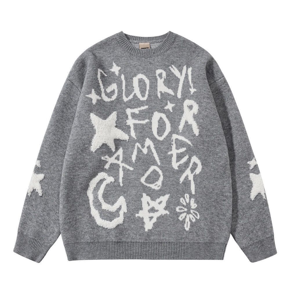 Vintage Men's hip-hop trend casual loose graffiti letter sweater Size US M / EU 48-50 / 2 - 1 Thumbnail
