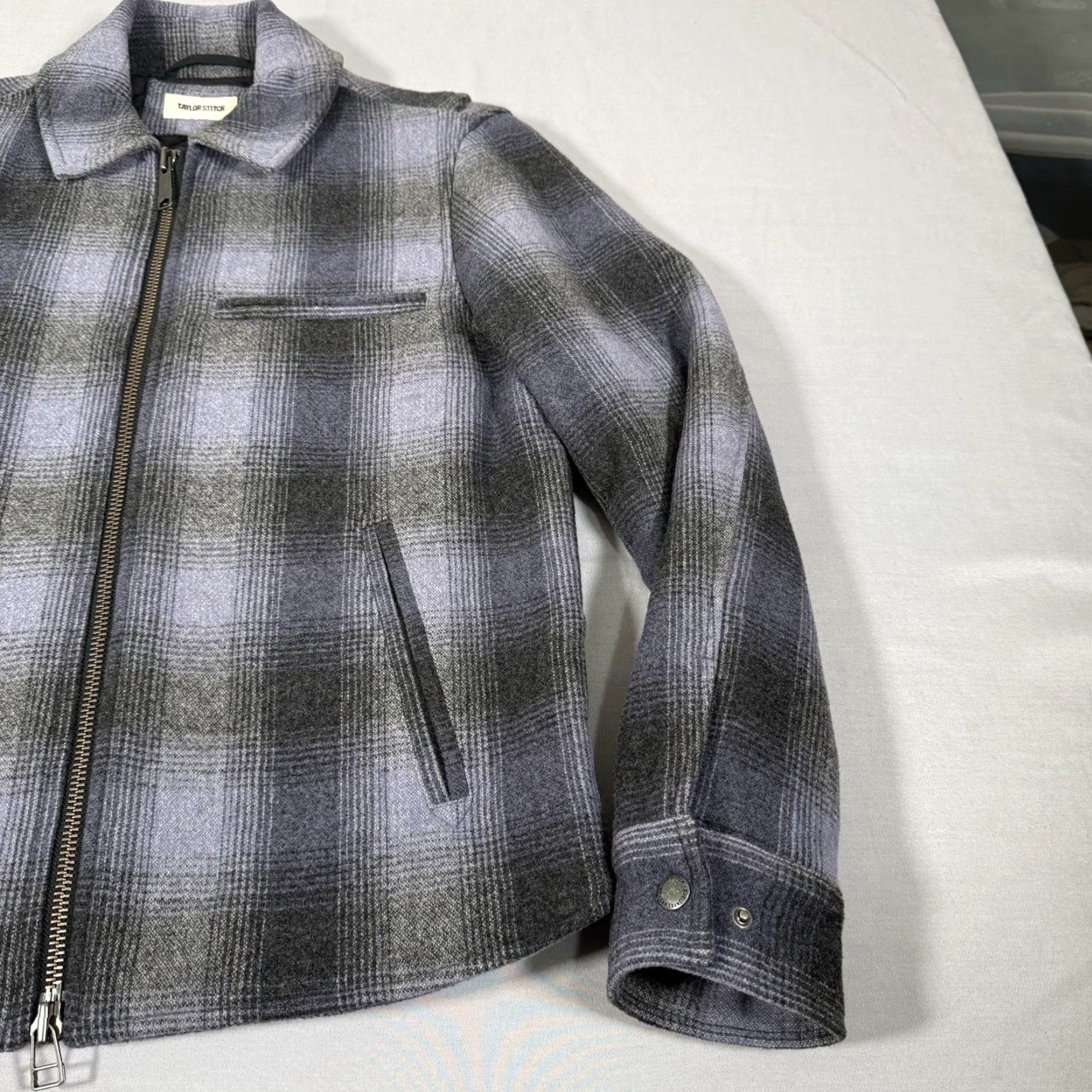 Taylor Stitch Taylor Stitch Jacket Mens 38 Gray Wyatt Plaid Wool Quilted Zip Up Lined Detroit Size US XXS / EU 40 - 4 Thumbnail