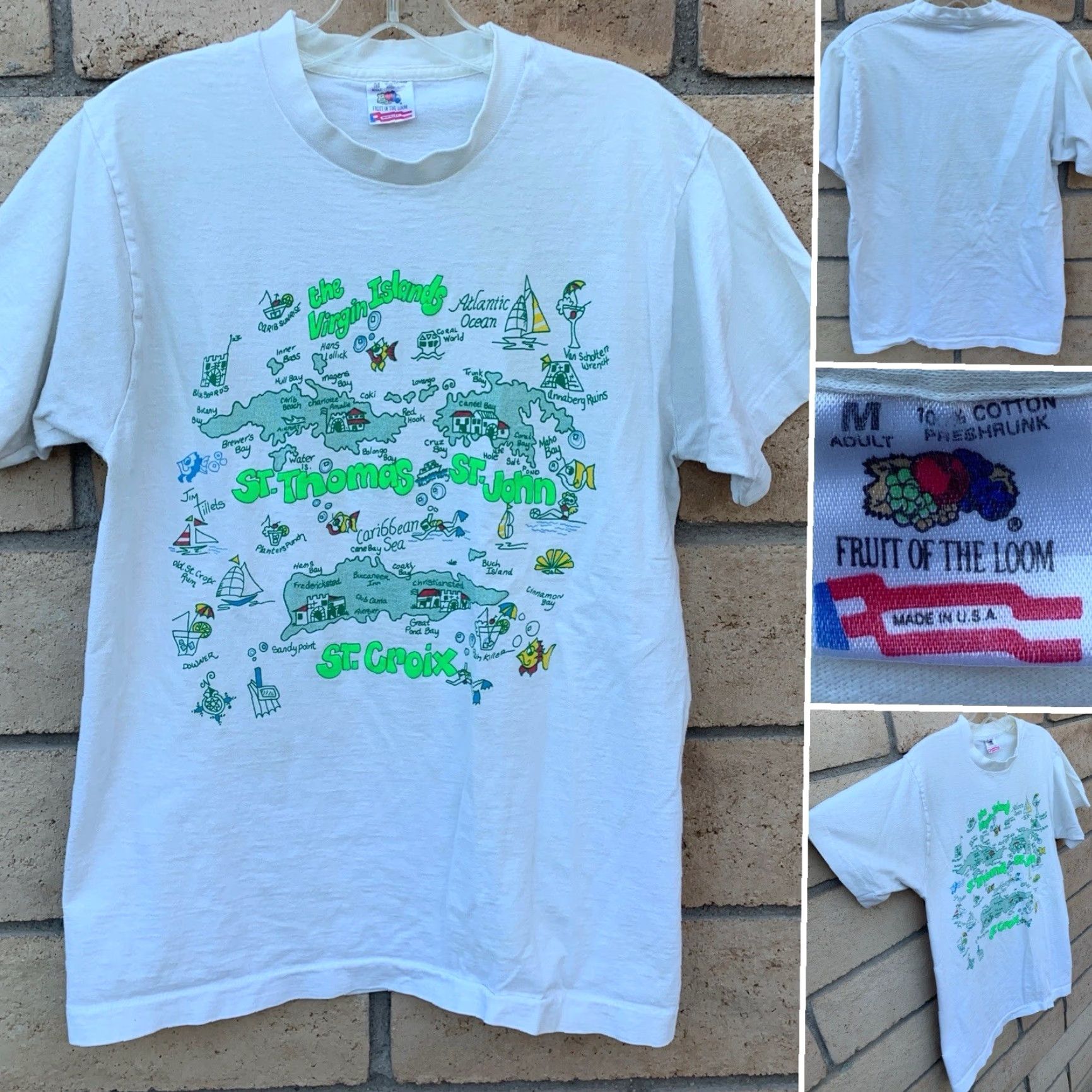 Fruit Of The Loom VINTAGE The Virgin Islands St Thomas St Croix T Shirt Single Stitch Size Medium Size US M / EU 48-50 / 2 - 2 Thumbnail