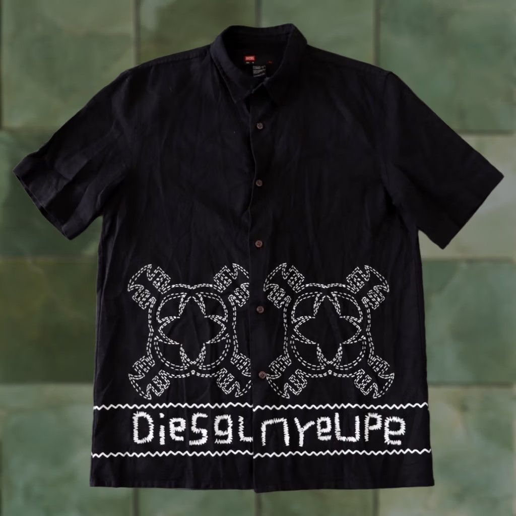 Diesel Diesel Shirt Short Sleeve Linen Blend Double-Sided Logo Spring/Summer XL Mens Size US XL / EU 56 / 4 - 1 Thumbnail