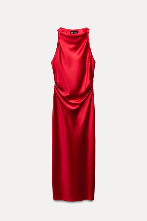 silver elegant dress A-line Silver Metallic Dress Ruffles Long Prom Dress With Slit sew1063