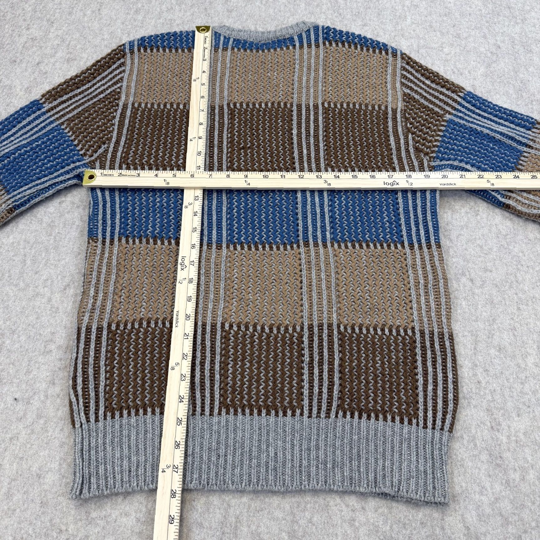 Vintage VINTAGE St. Johns Bay Sweater Mens Large Blue Brown Wool Striped Made USA 90s Size US L / EU 52-54 / 3 - 7 Thumbnail