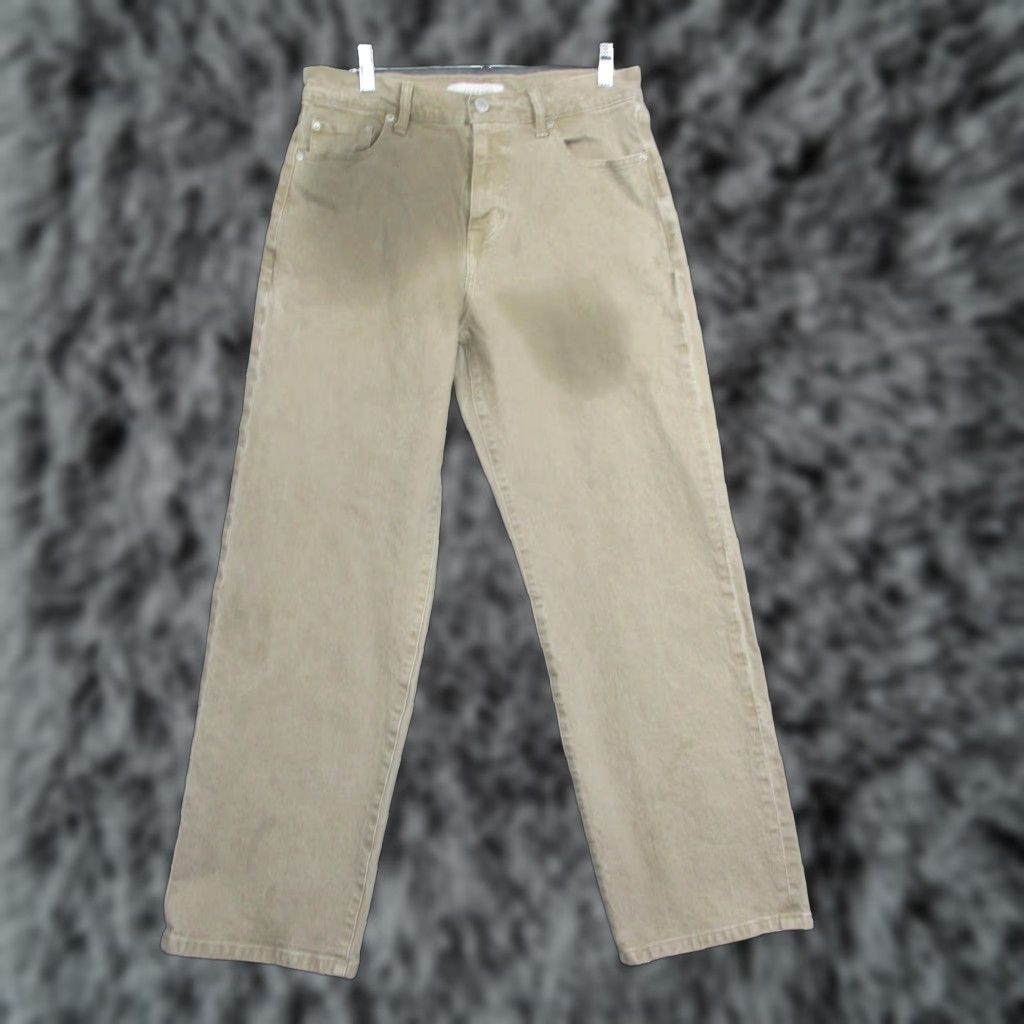Pacsun Pacsun Baggy Jeans Mens 30x30 Khaki Straight Leg Denim Pants Beige 30 Inseam 30 Waist 30 Regular Cotton Spandex Zip Button Flaws Stain Size US 30 / EU 46 - 1 Thumbnail