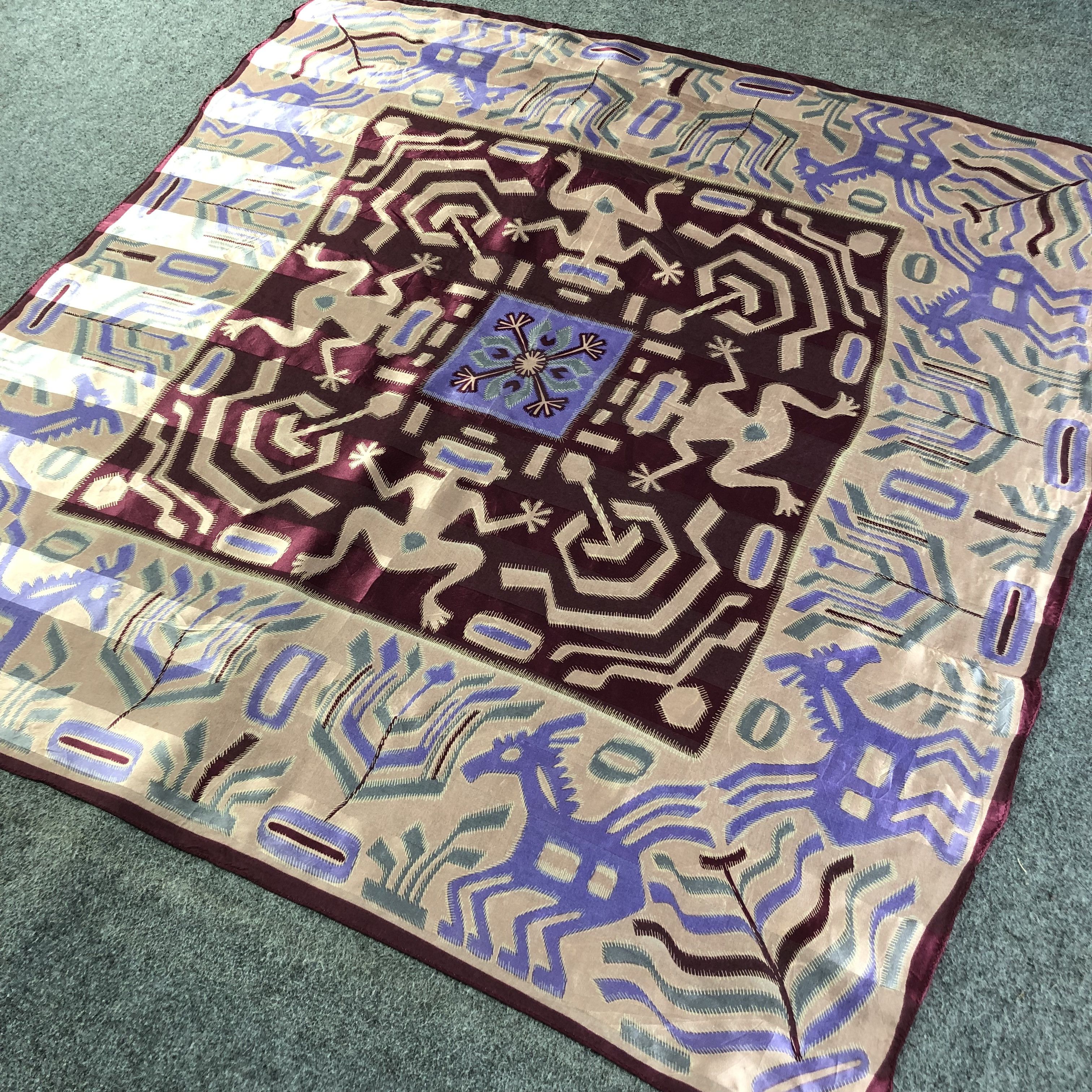 Japanese Brand Native Navajo Design Slit Thread Silk Scarf M832 Size ONE SIZE - 2 Thumbnail