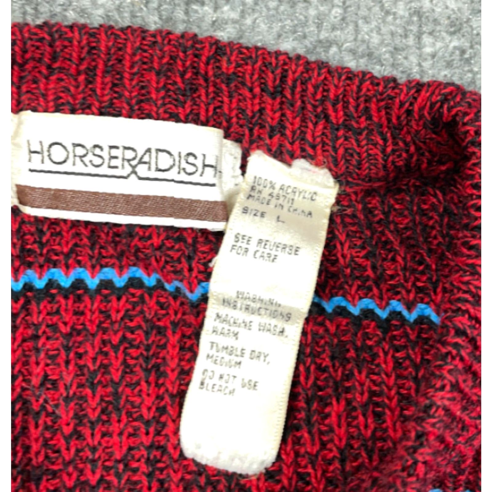 Vintage VTG 90s Red Striped Lightweight Chunky Knit Sweater Adult Large Crew Neck Men Pullover Knit Pattern Striped Red Vintage Mens Size US L / EU 52-54 / 3 - 4 Thumbnail