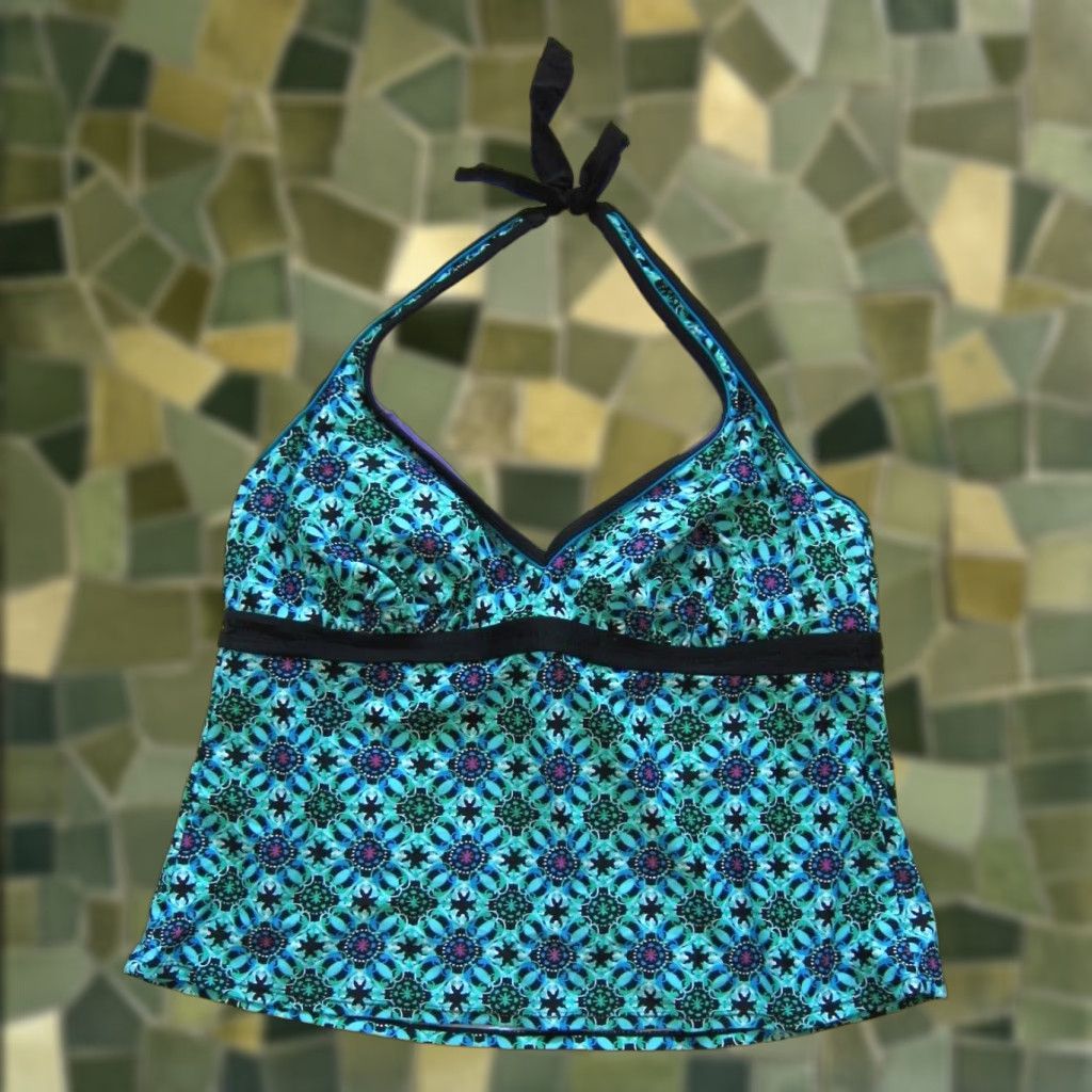 Native VINTAGE Beach Native Green Blue Black Floral Built In Under Wire Bra 44C/42D/40DD Size ONE SIZE - 1 Thumbnail